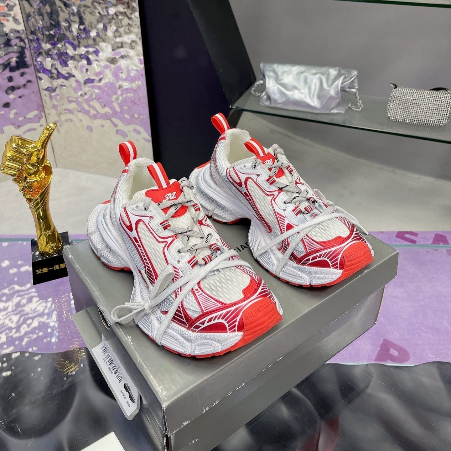 3XL SNEAKER IN RED MIX WHITE MESH AND POLYURETHANE - 35