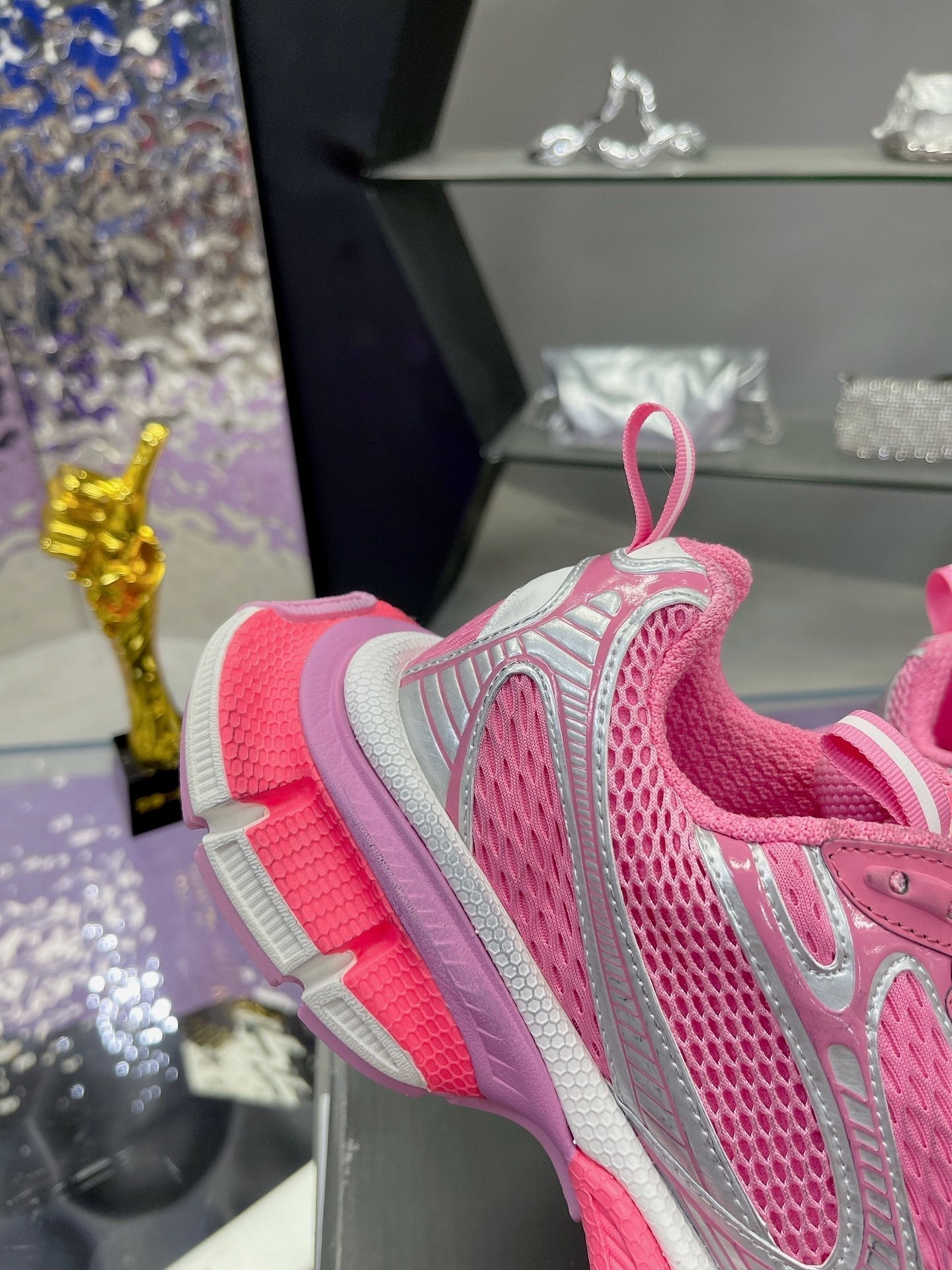 3XL SNEAKER IN PINK MIX SILVER MESH AND POLYURETHANE - 35