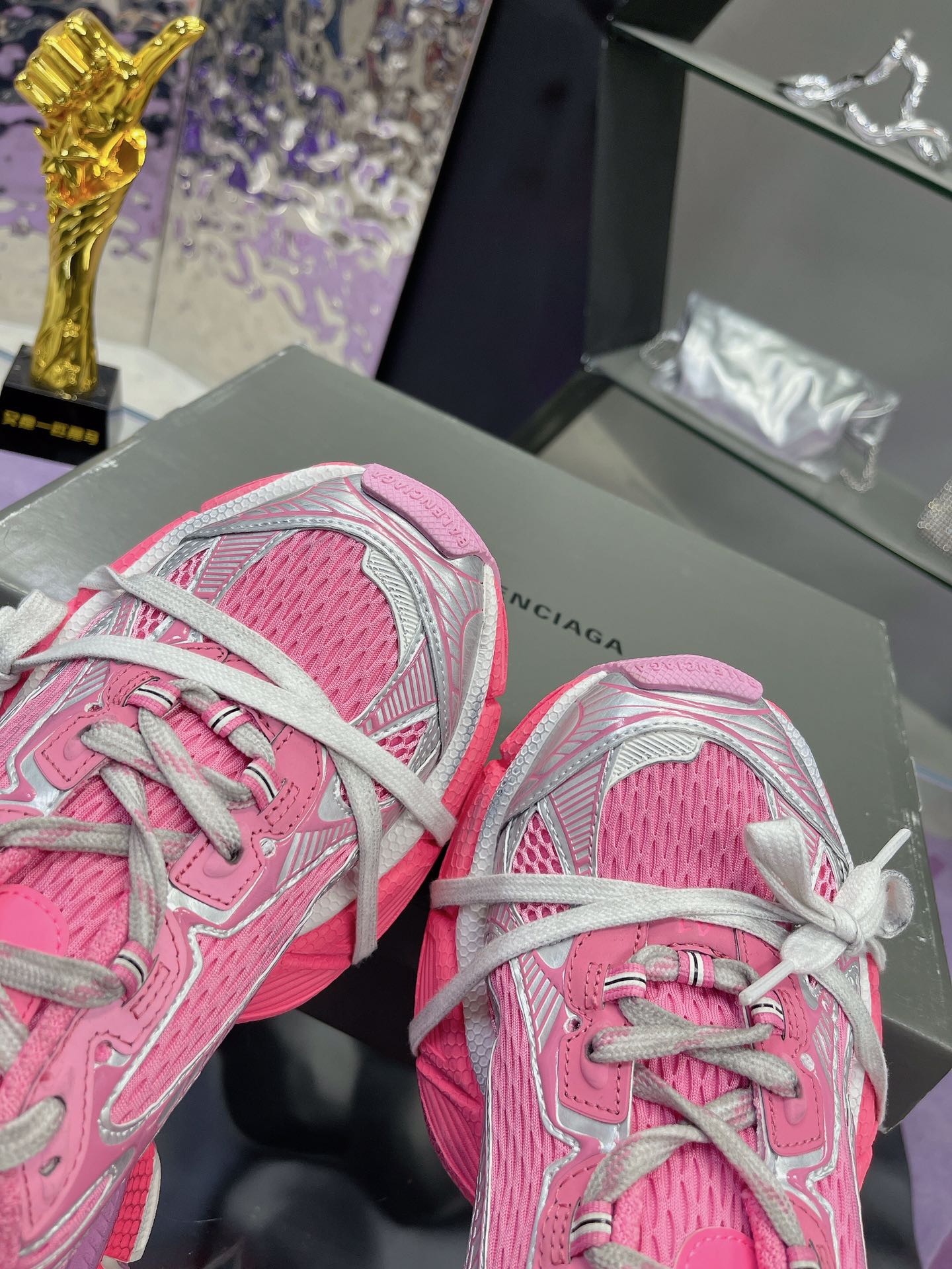 3XL SNEAKER IN PINK MIX SILVER MESH AND POLYURETHANE - 35