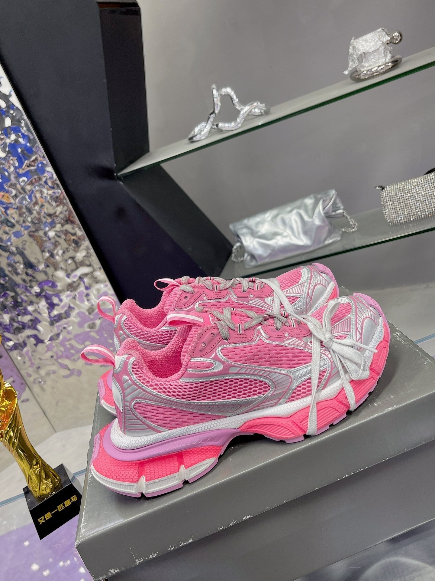 3XL SNEAKER IN PINK MIX SILVER MESH AND POLYURETHANE - 35