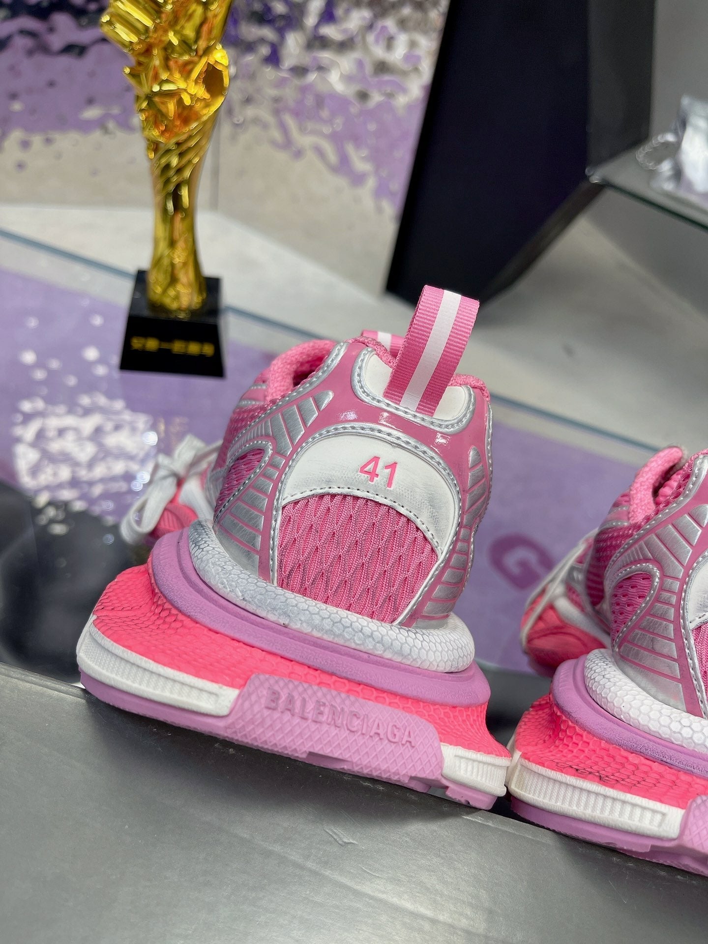 3XL SNEAKER IN PINK MIX SILVER MESH AND POLYURETHANE - 35