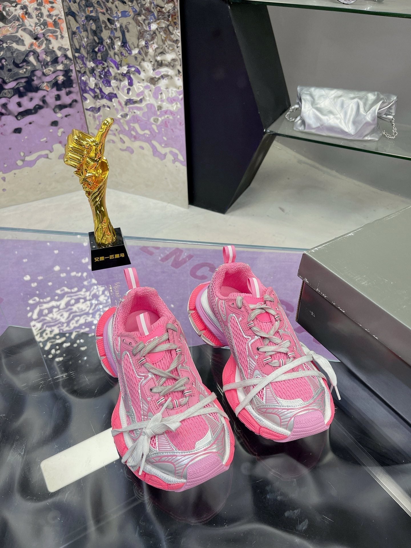 3XL SNEAKER IN PINK MIX SILVER MESH AND POLYURETHANE - 35