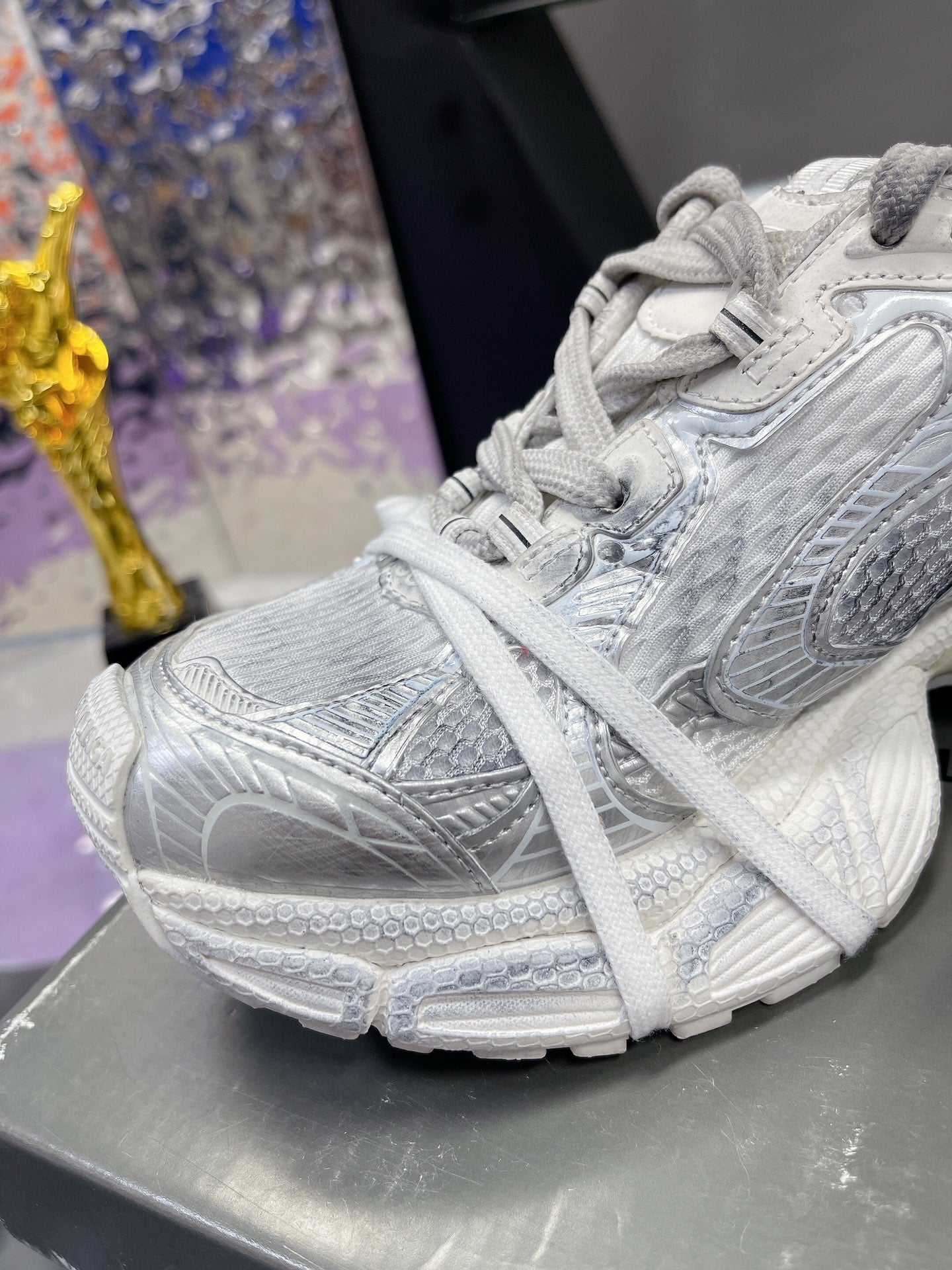 3XL SNEAKER IN SILVER MIX WHITE MESH AND POLYURETHANE - 35
