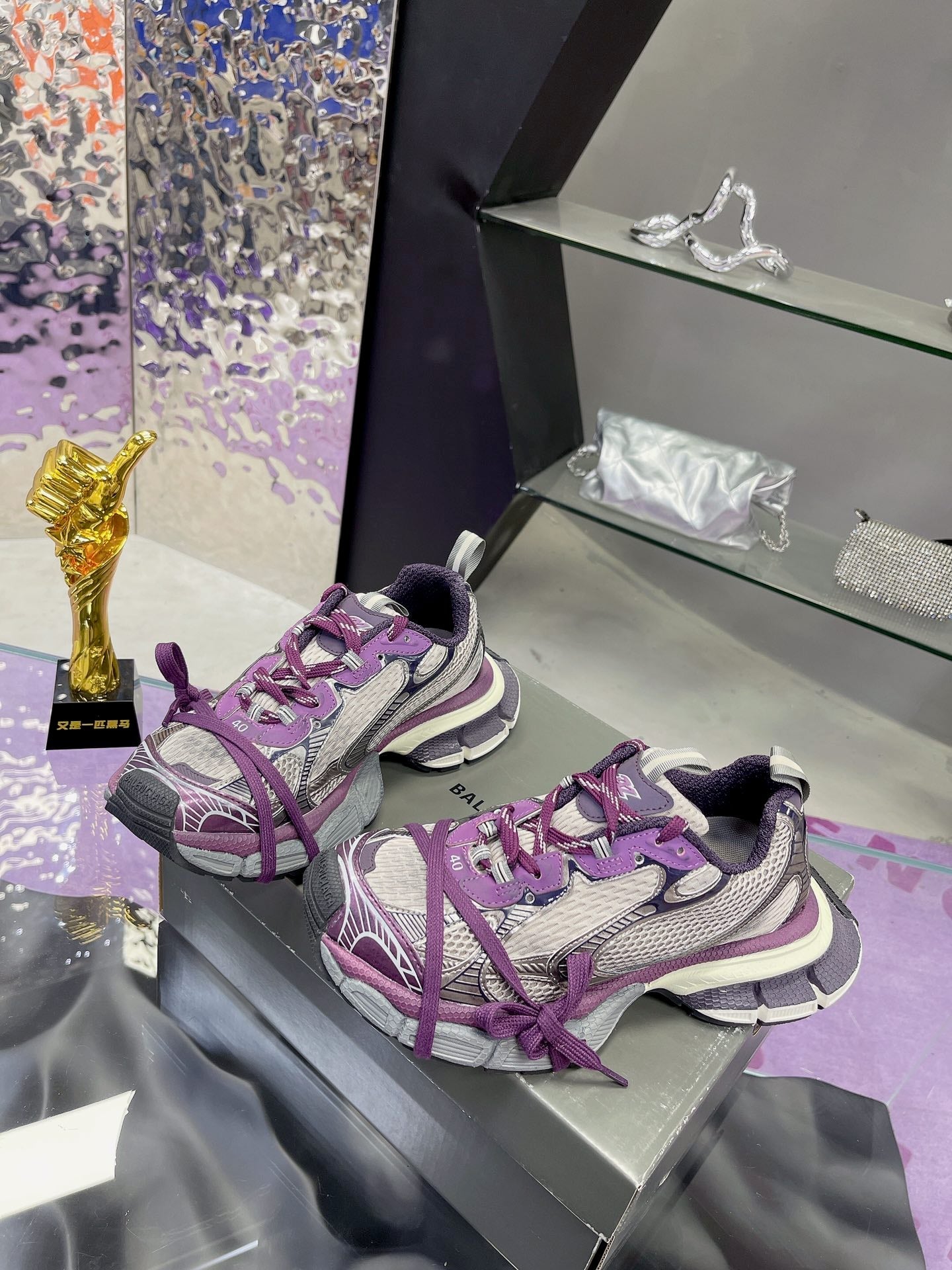 3XL SNEAKER IN PURPLE MIX GRAY MESH AND POLYURETHANE - 35
