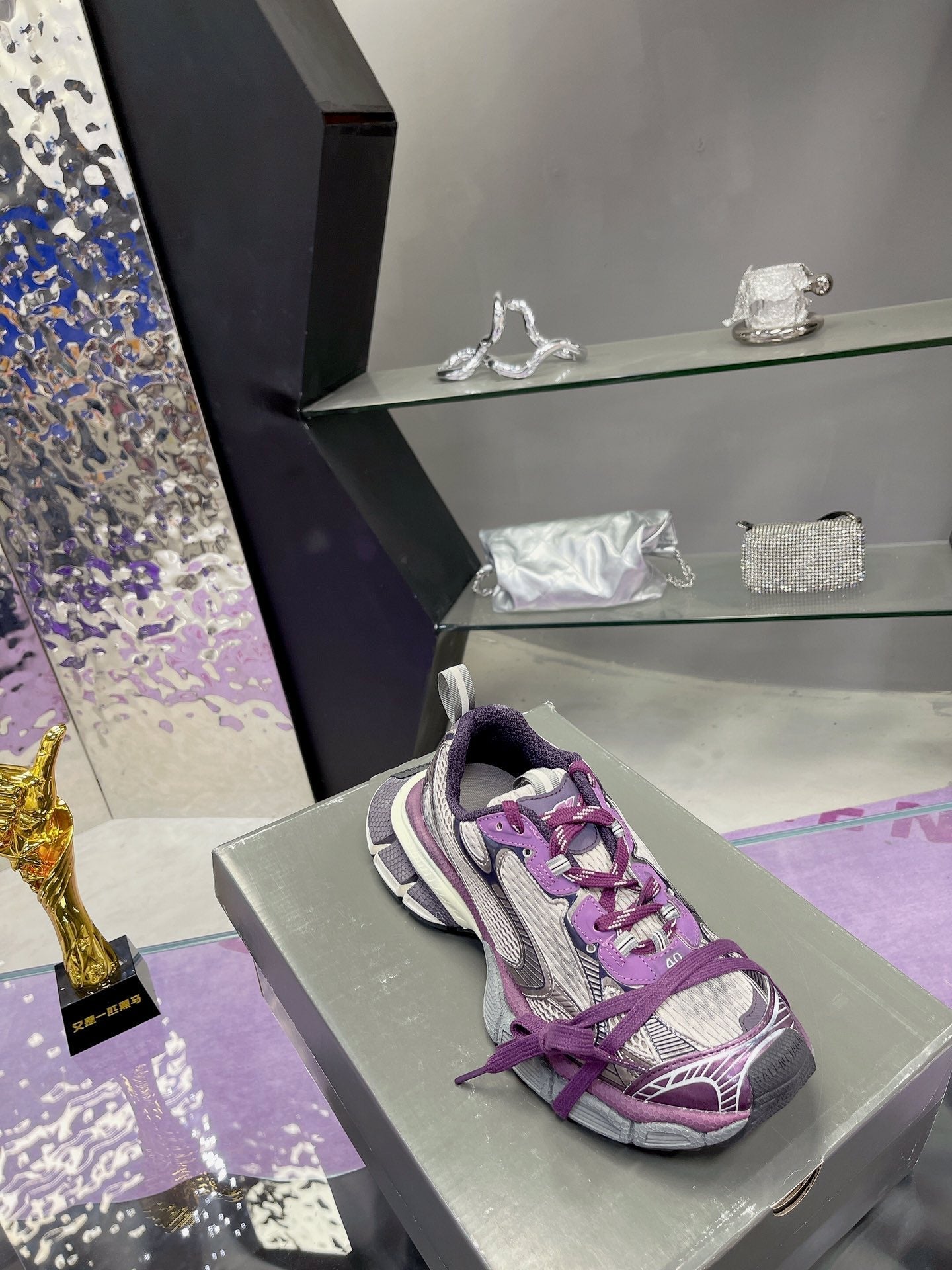 3XL SNEAKER IN PURPLE MIX GRAY MESH AND POLYURETHANE - 35