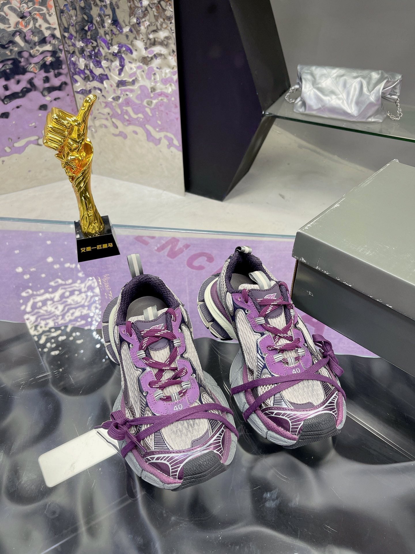 3XL SNEAKER IN PURPLE MIX GRAY MESH AND POLYURETHANE - 35