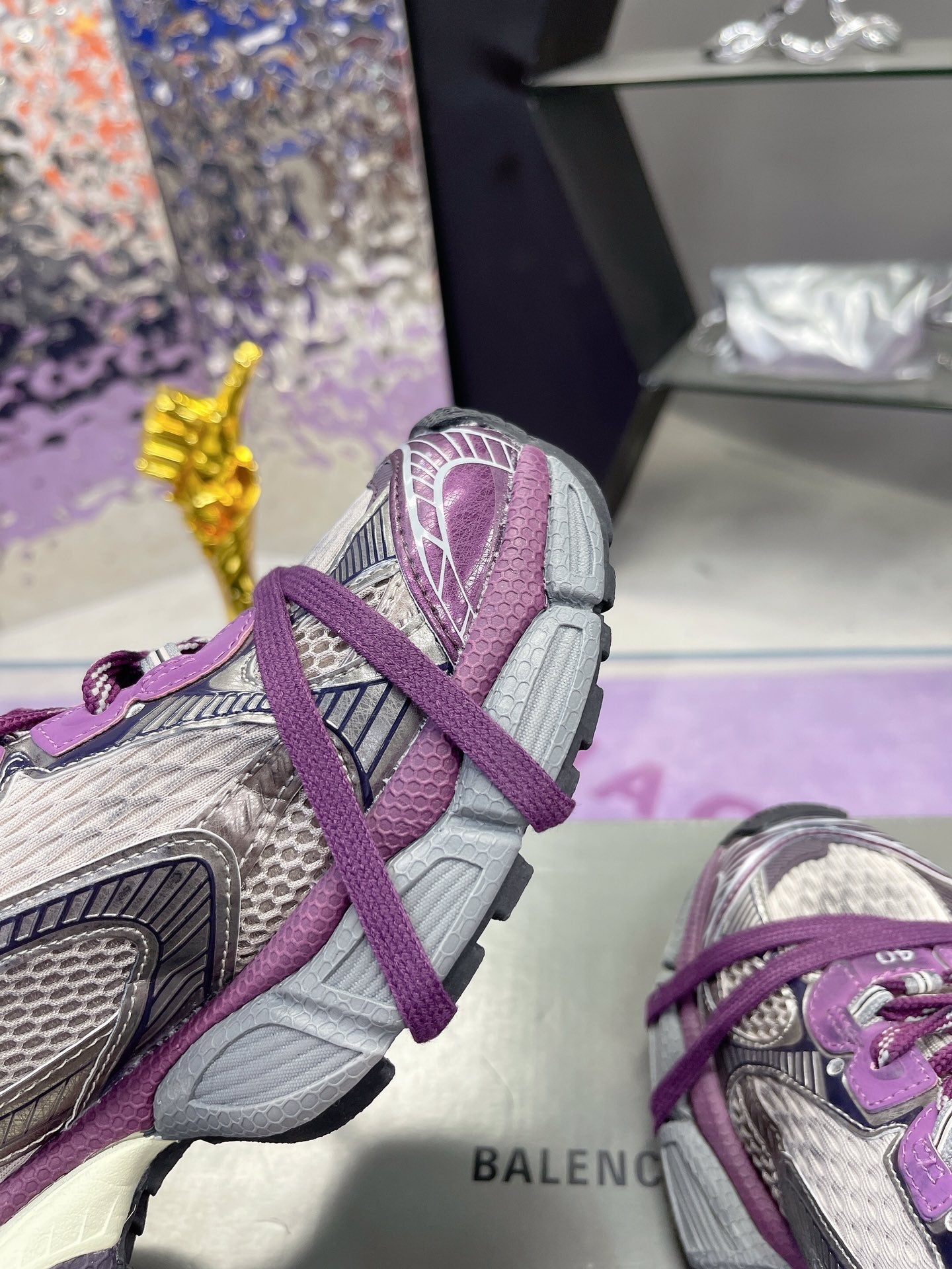 3XL SNEAKER IN PURPLE MIX GRAY MESH AND POLYURETHANE - 35