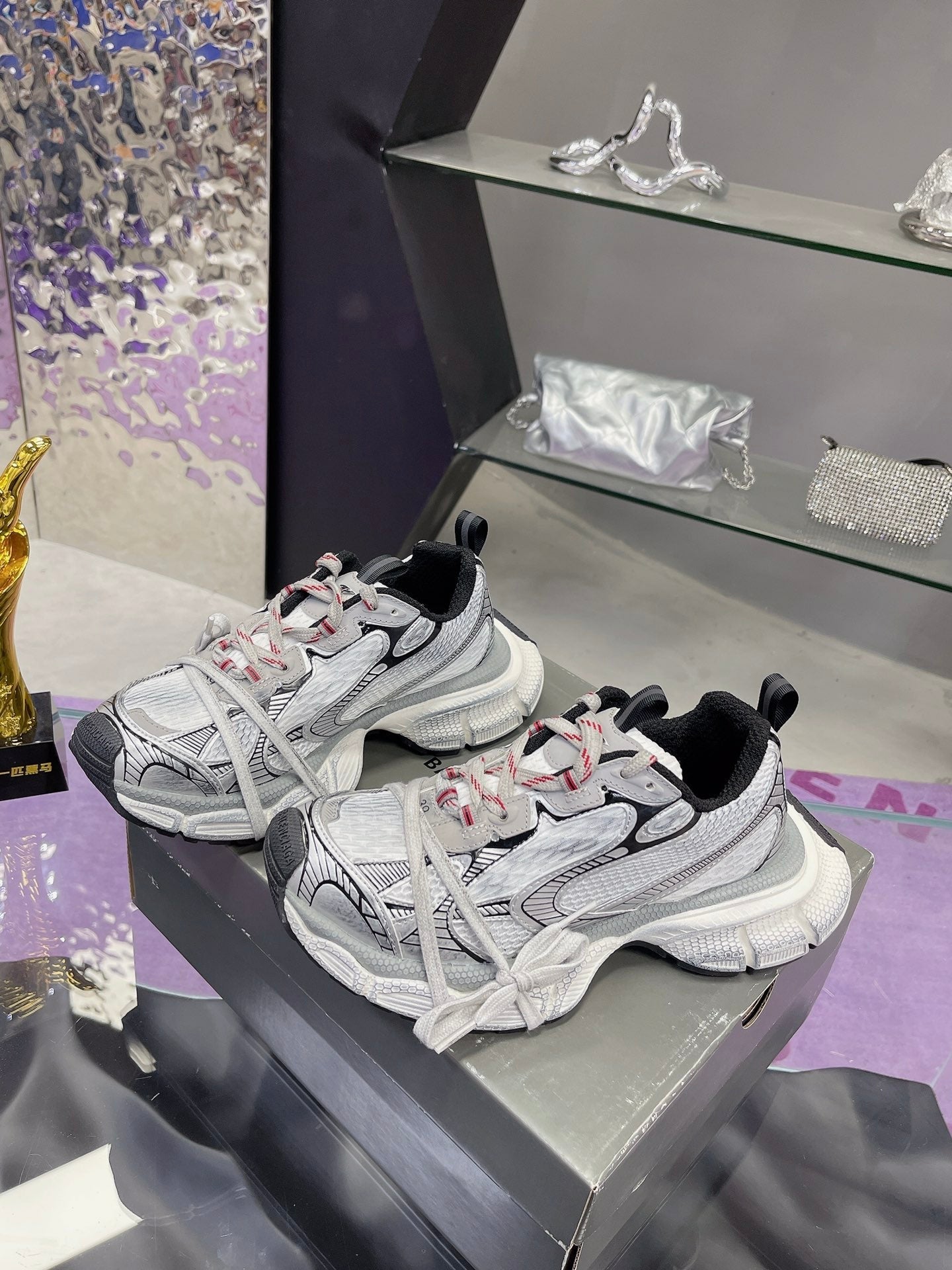 3XL SNEAKER IN GRAY MIX WHITE MESH AND POLYURETHANE - 35