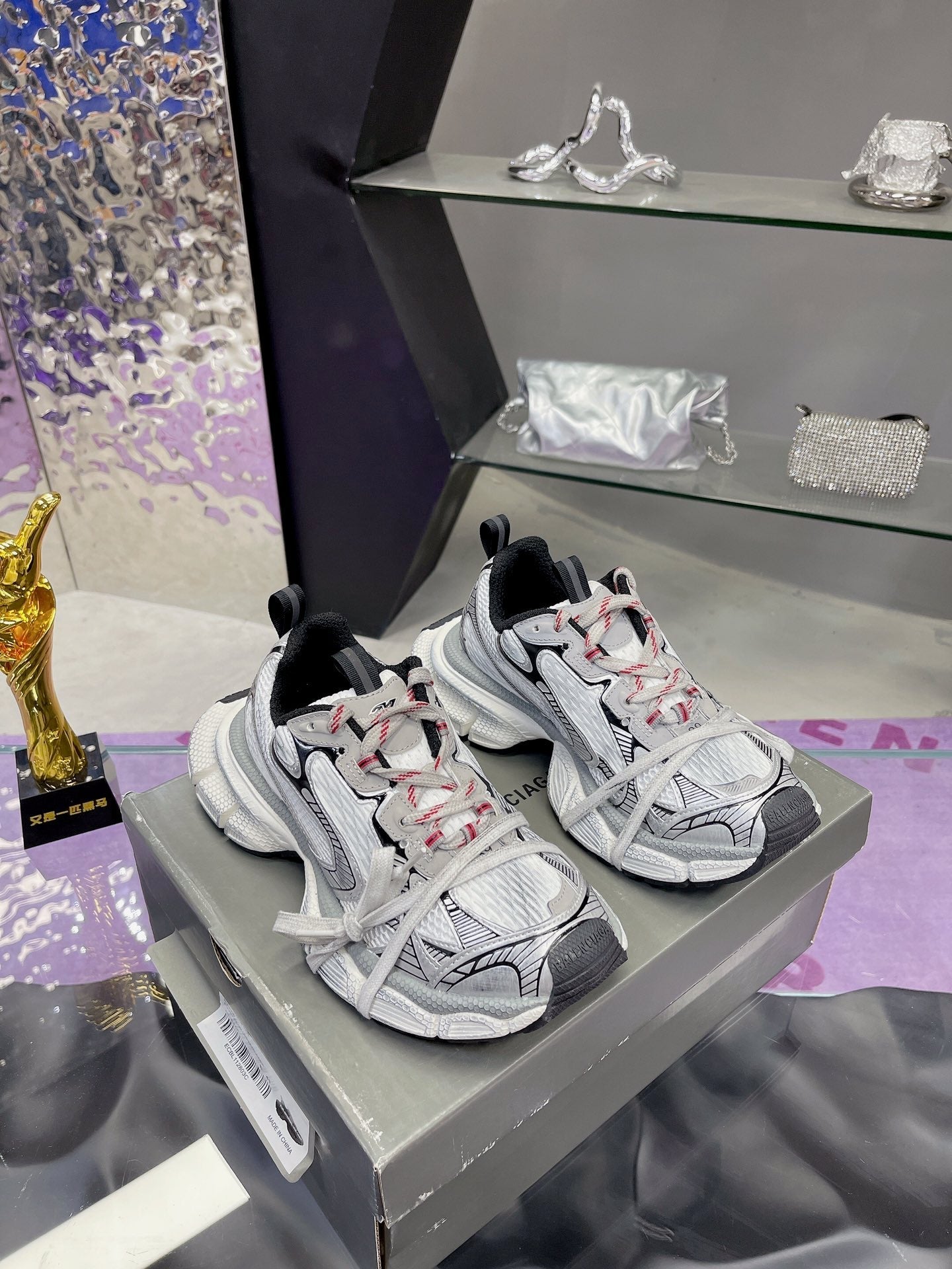 3XL SNEAKER IN GRAY MIX WHITE MESH AND POLYURETHANE - 35