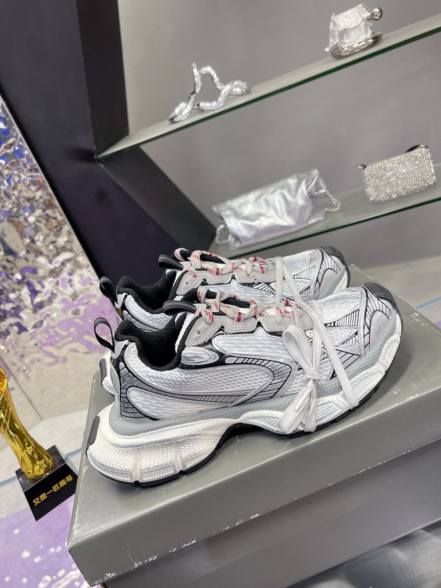 3XL SNEAKER IN GRAY MIX WHITE MESH AND POLYURETHANE - 35