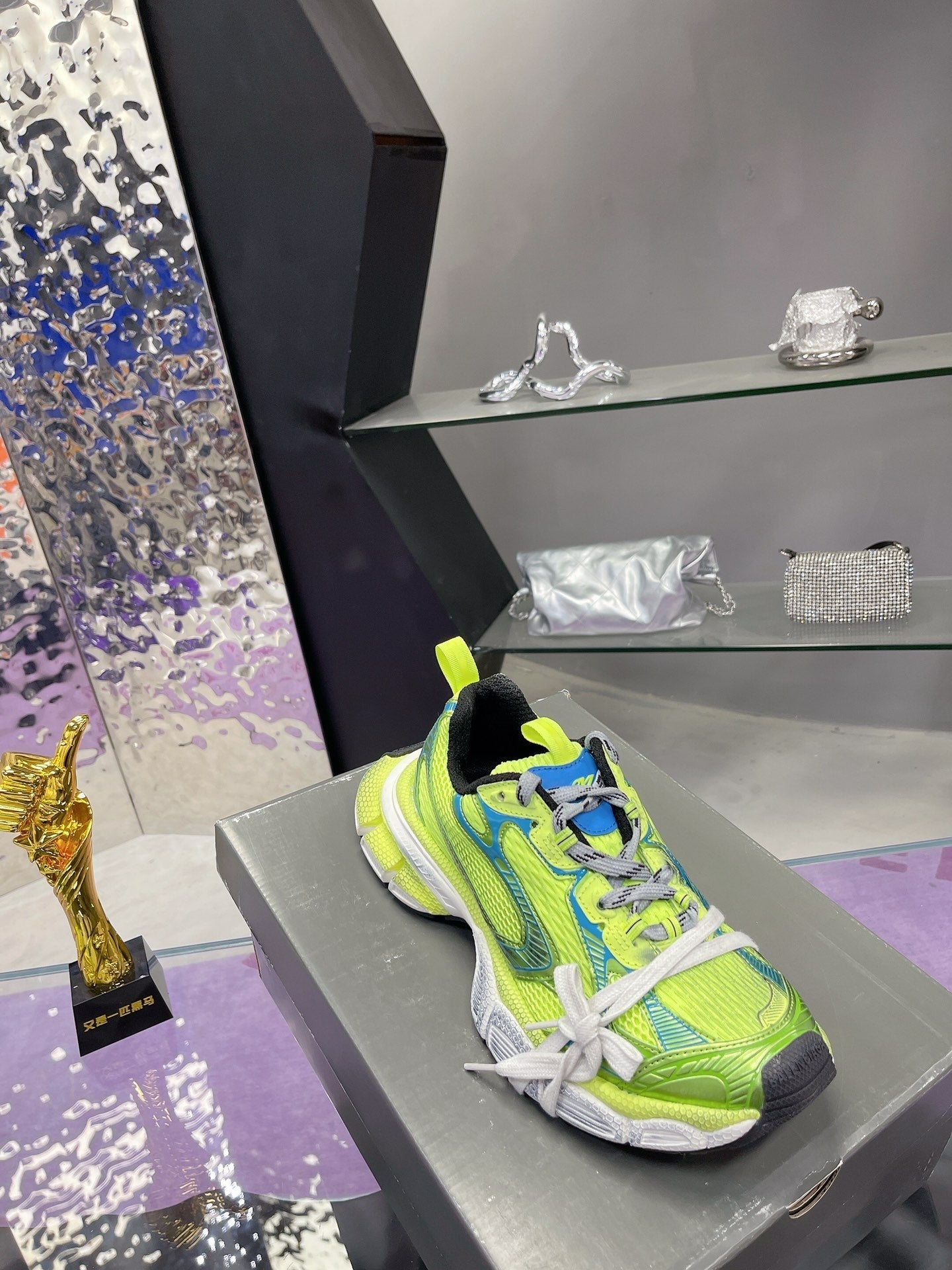 3XL SNEAKER IN NEON GREEN MESH AND POLYURETHANE - 35