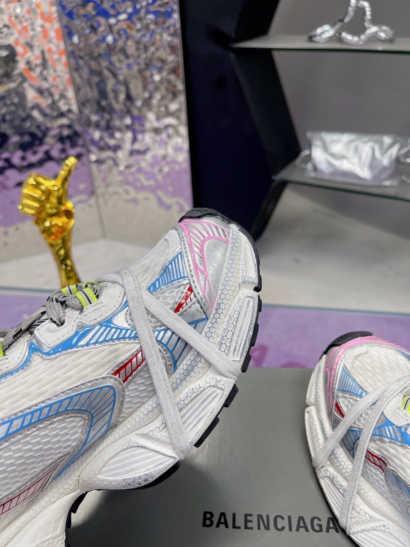3XL SNEAKER IN WHITE PINK GRAY BLUE MESH AND POLYURETHANE - 35