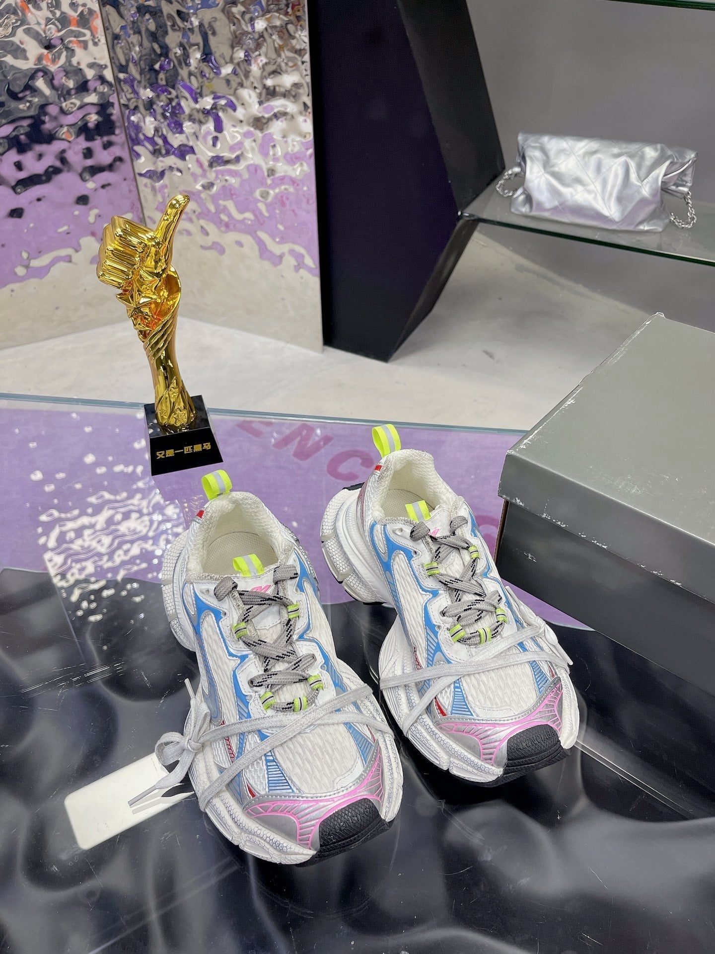 3XL SNEAKER IN WHITE PINK GRAY BLUE MESH AND POLYURETHANE - 35