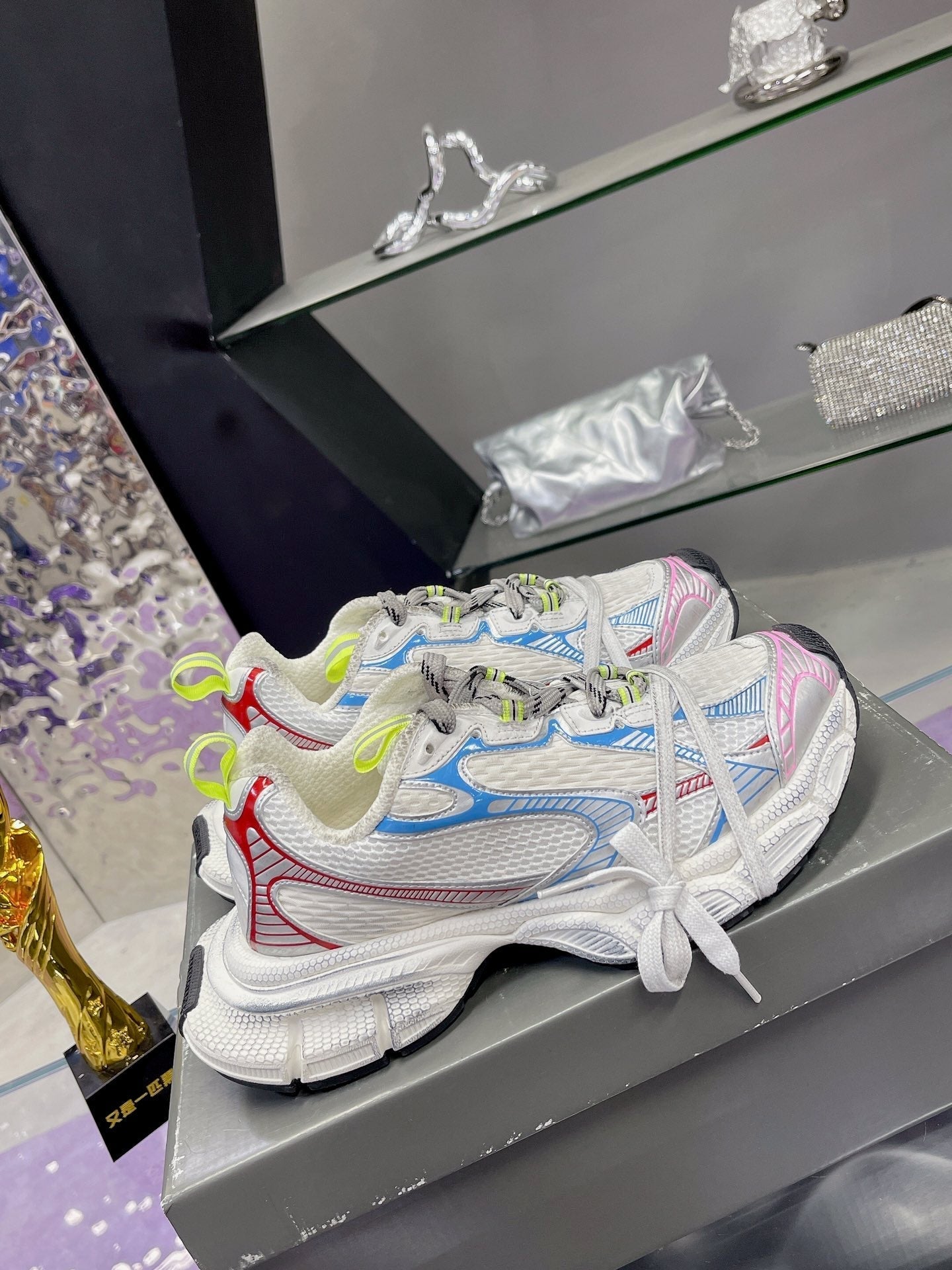 3XL SNEAKER IN WHITE PINK GRAY BLUE MESH AND POLYURETHANE - 35
