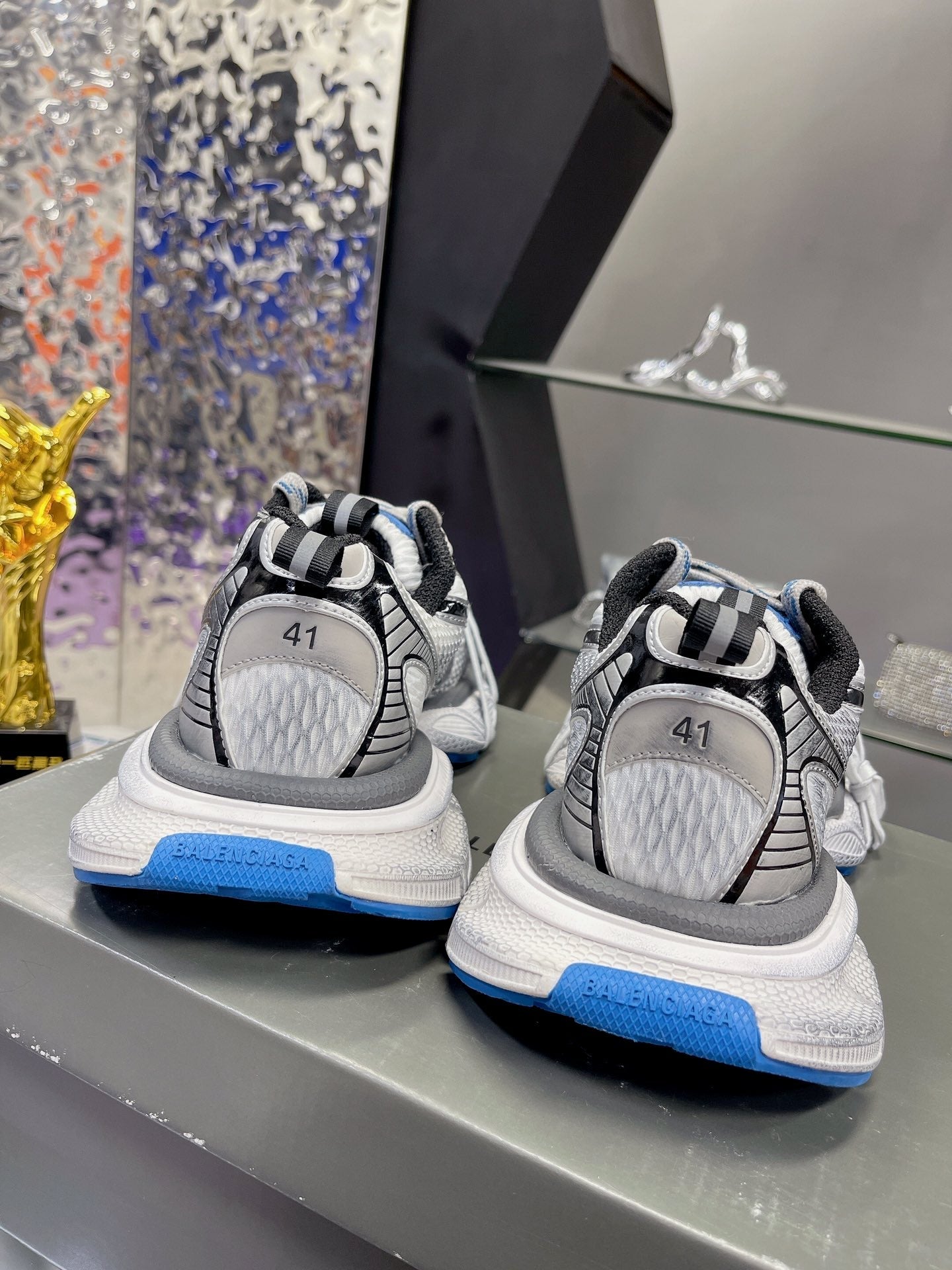 3XL SNEAKER IN WHITE GRAY BLUE MESH AND POLYURETHANE - 35