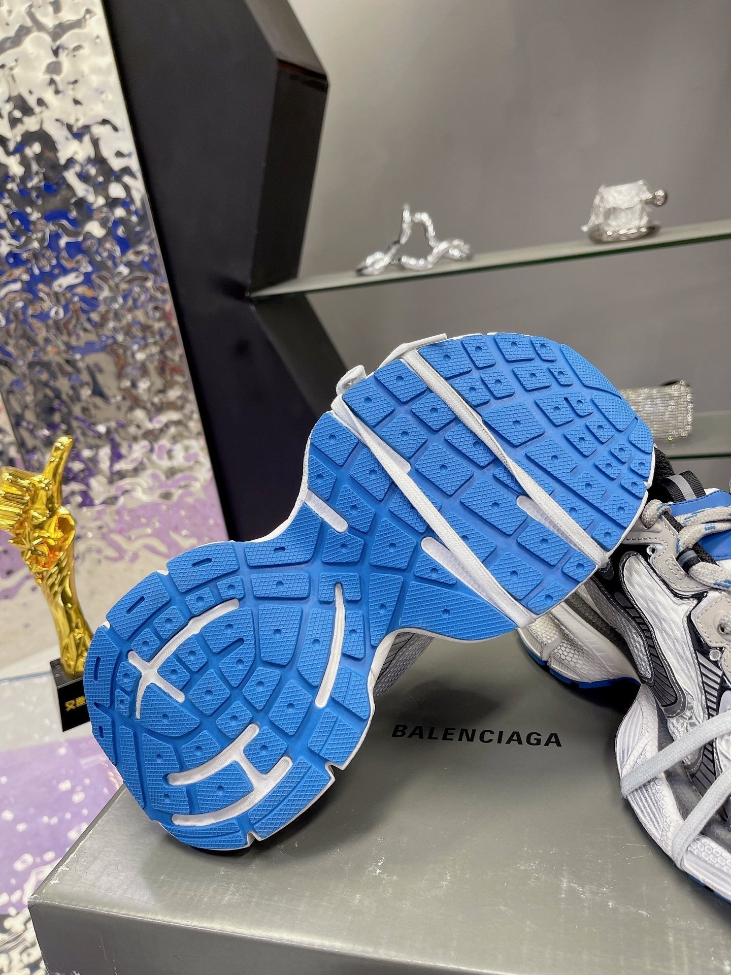 3XL SNEAKER IN WHITE GRAY BLUE MESH AND POLYURETHANE - 35