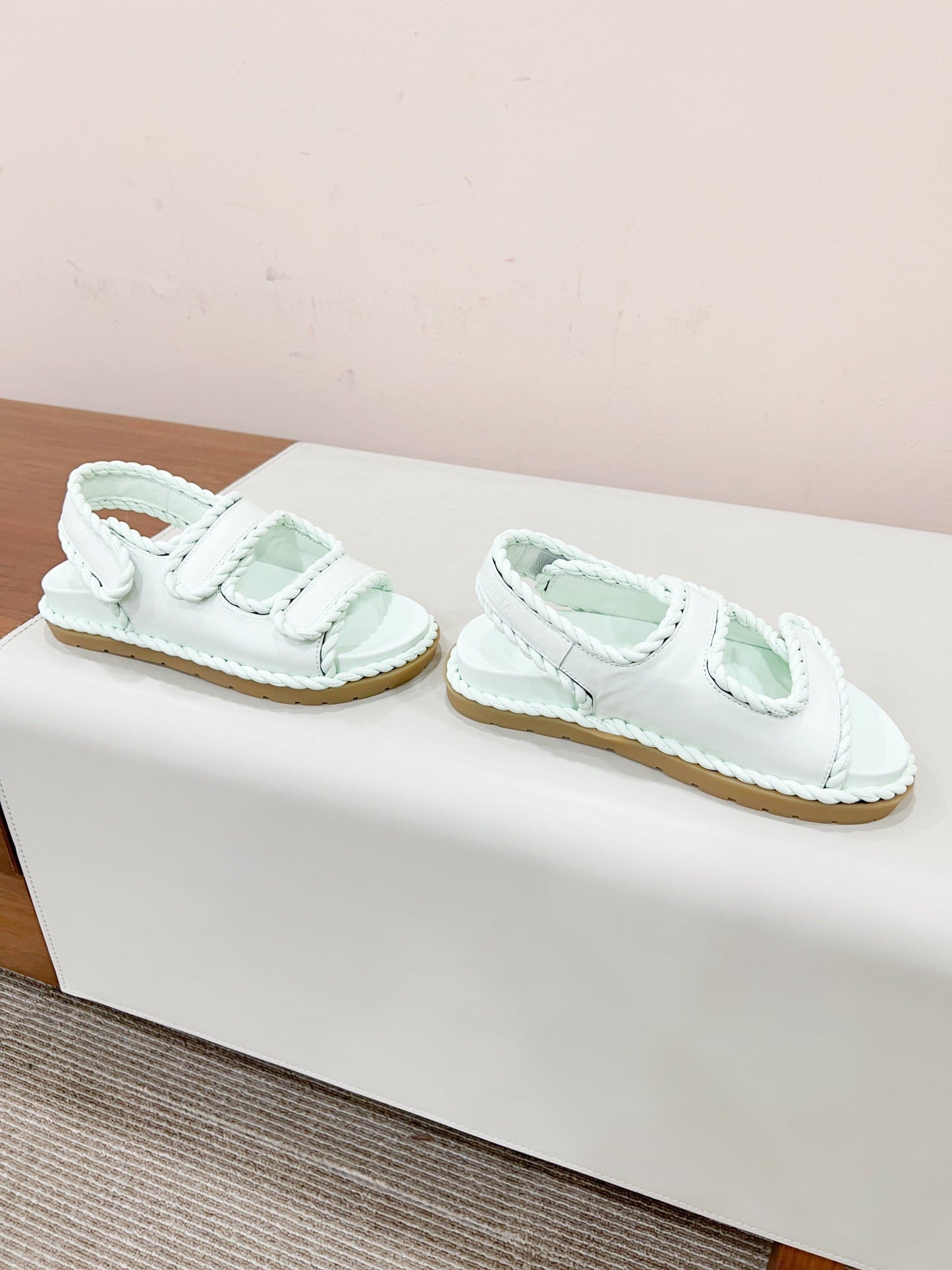 REFINED DAD SANDAL IN WHITE LAMBSKIN - 35