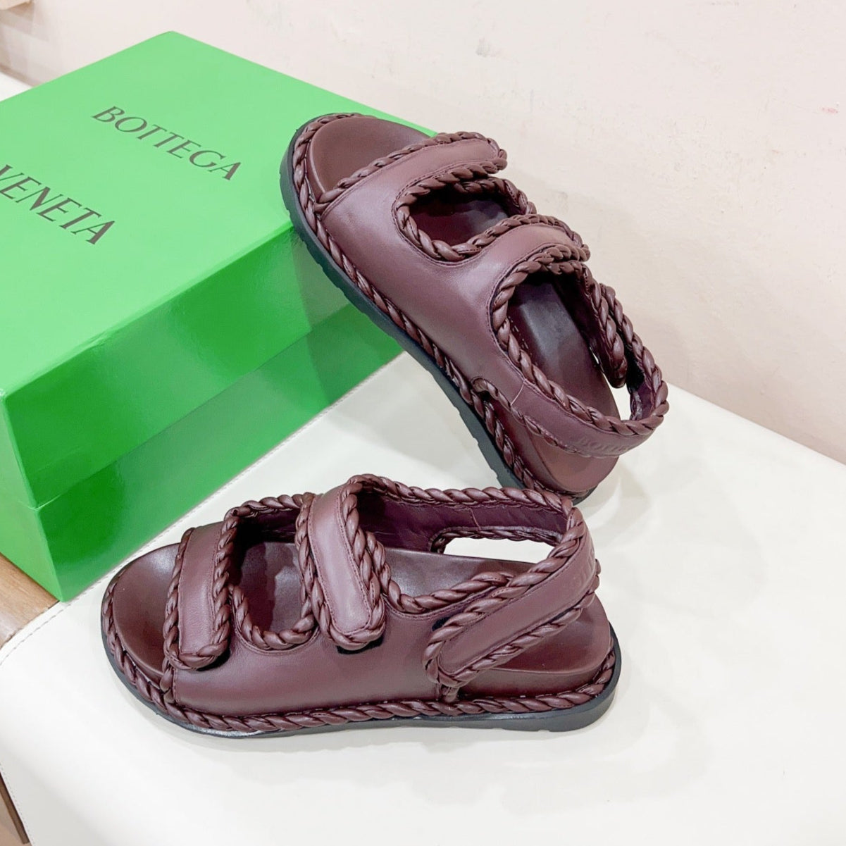 REFINED DAD SANDAL IN WINE RED LAMBSKIN - 35