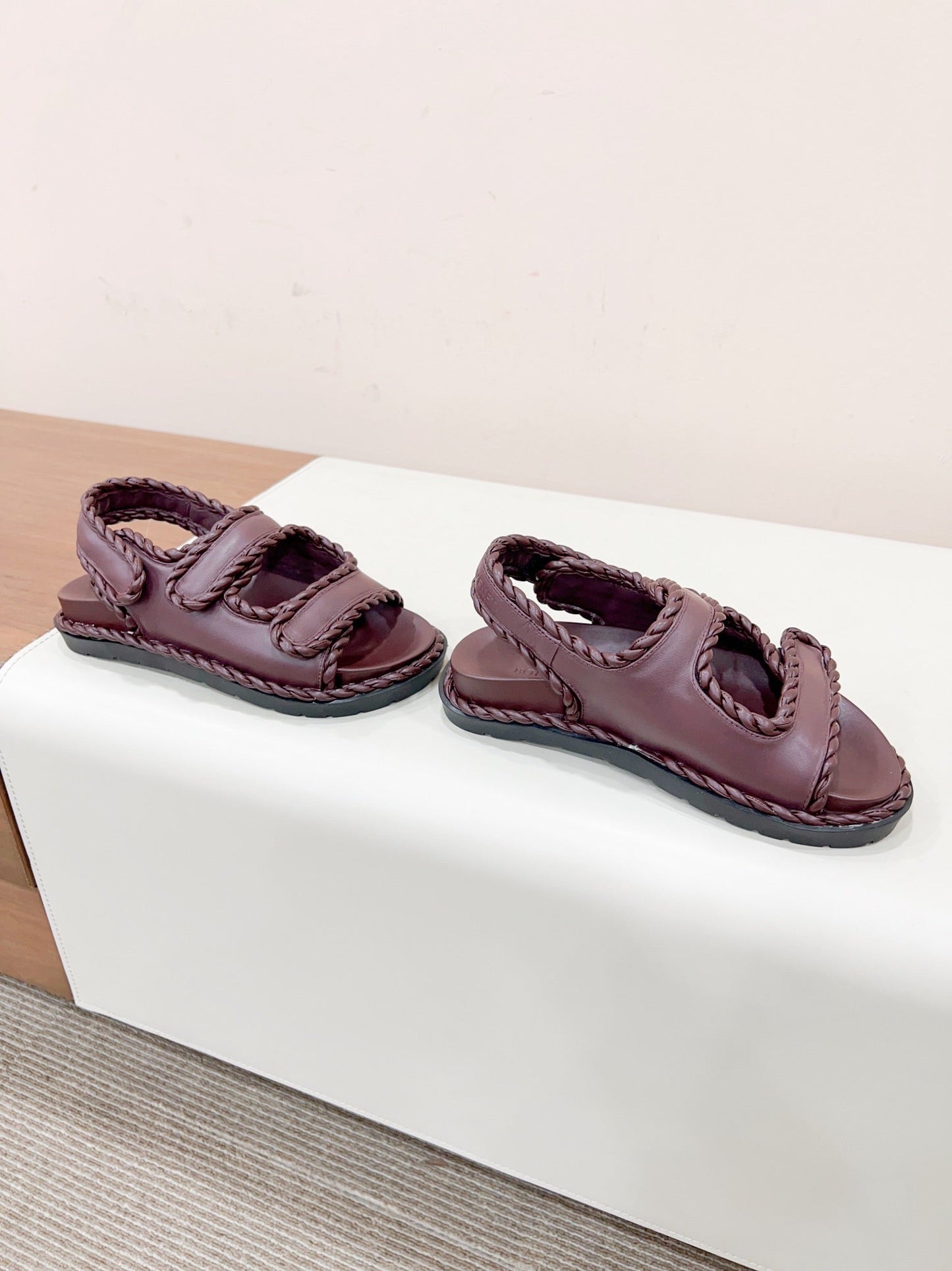 REFINED DAD SANDAL IN WINE RED LAMBSKIN - 35