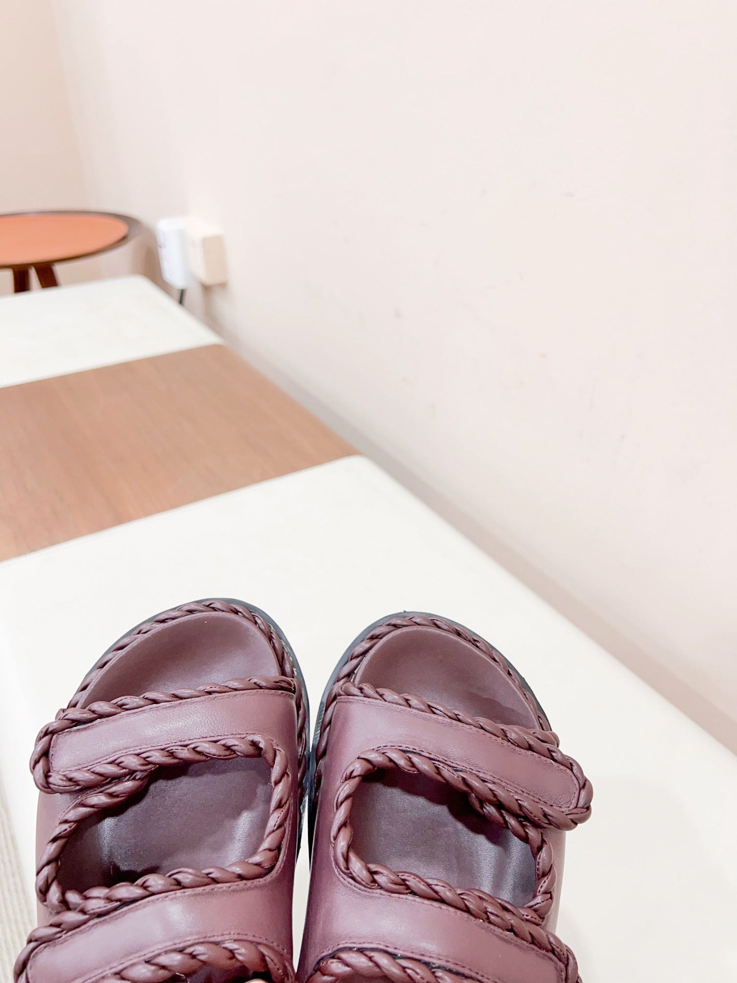 REFINED DAD SANDAL IN WINE RED LAMBSKIN - 35