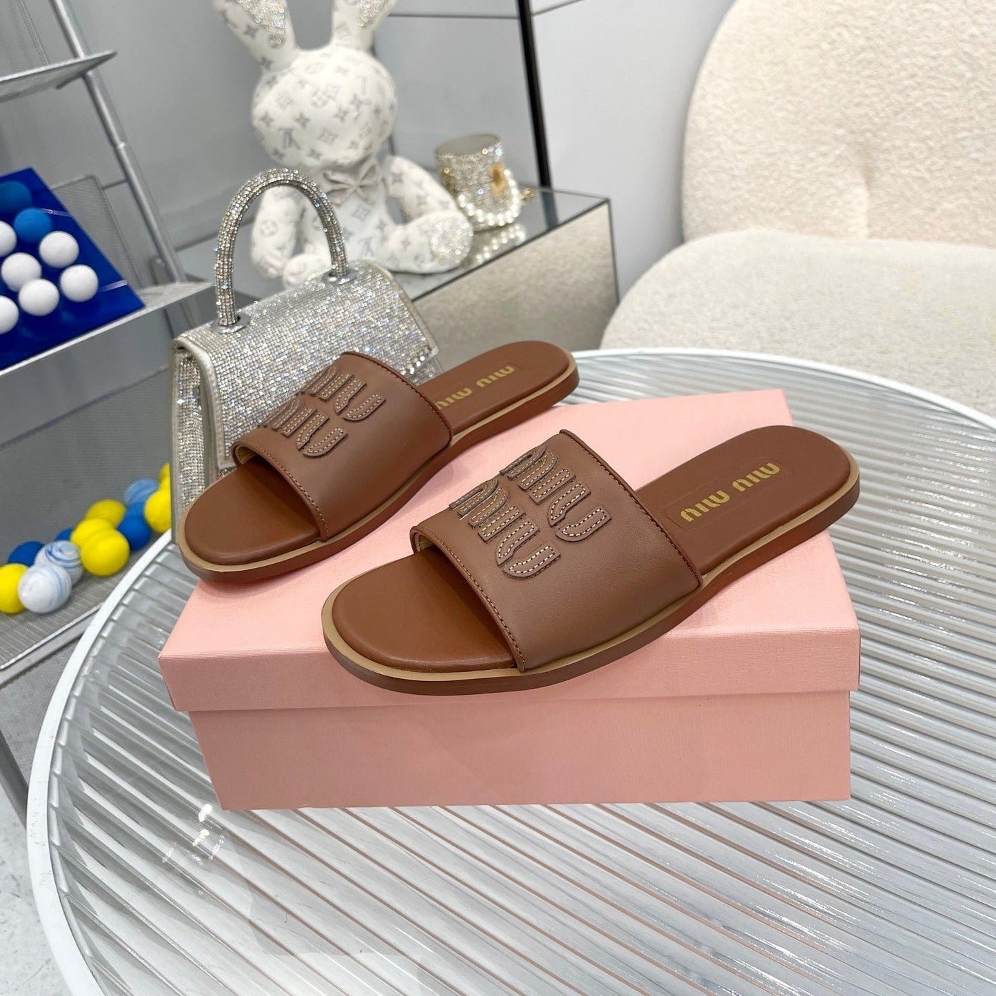 Slippers Brown Leather - 35