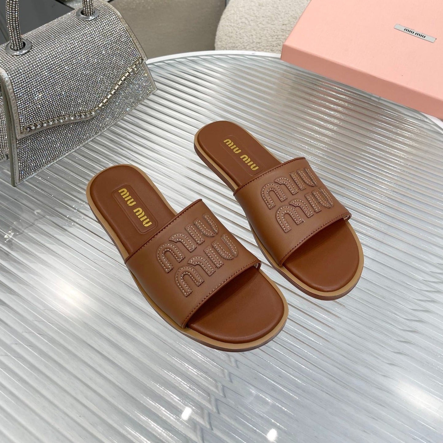 Slippers Brown Leather - 35