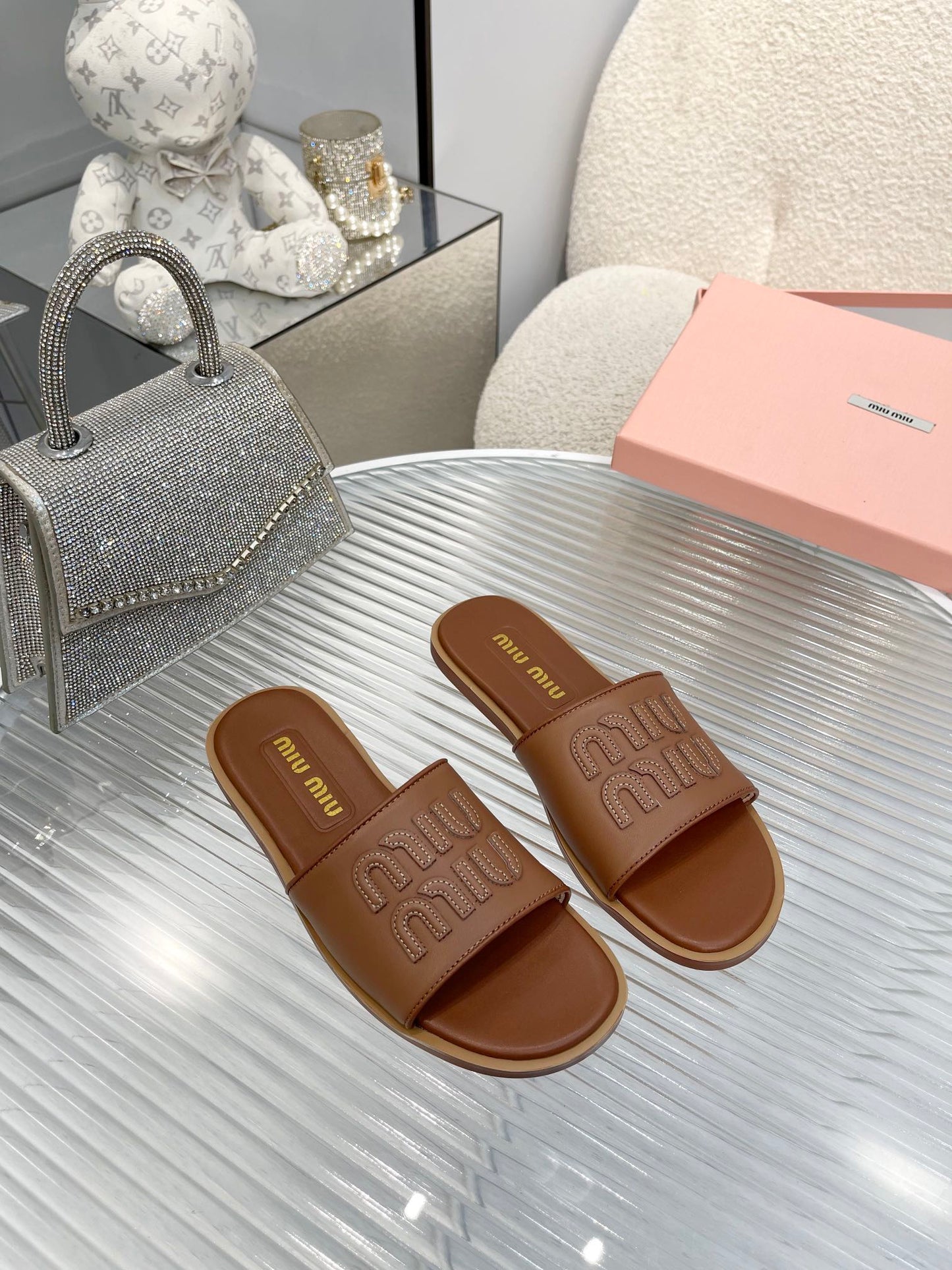 Slippers Brown Leather - 35