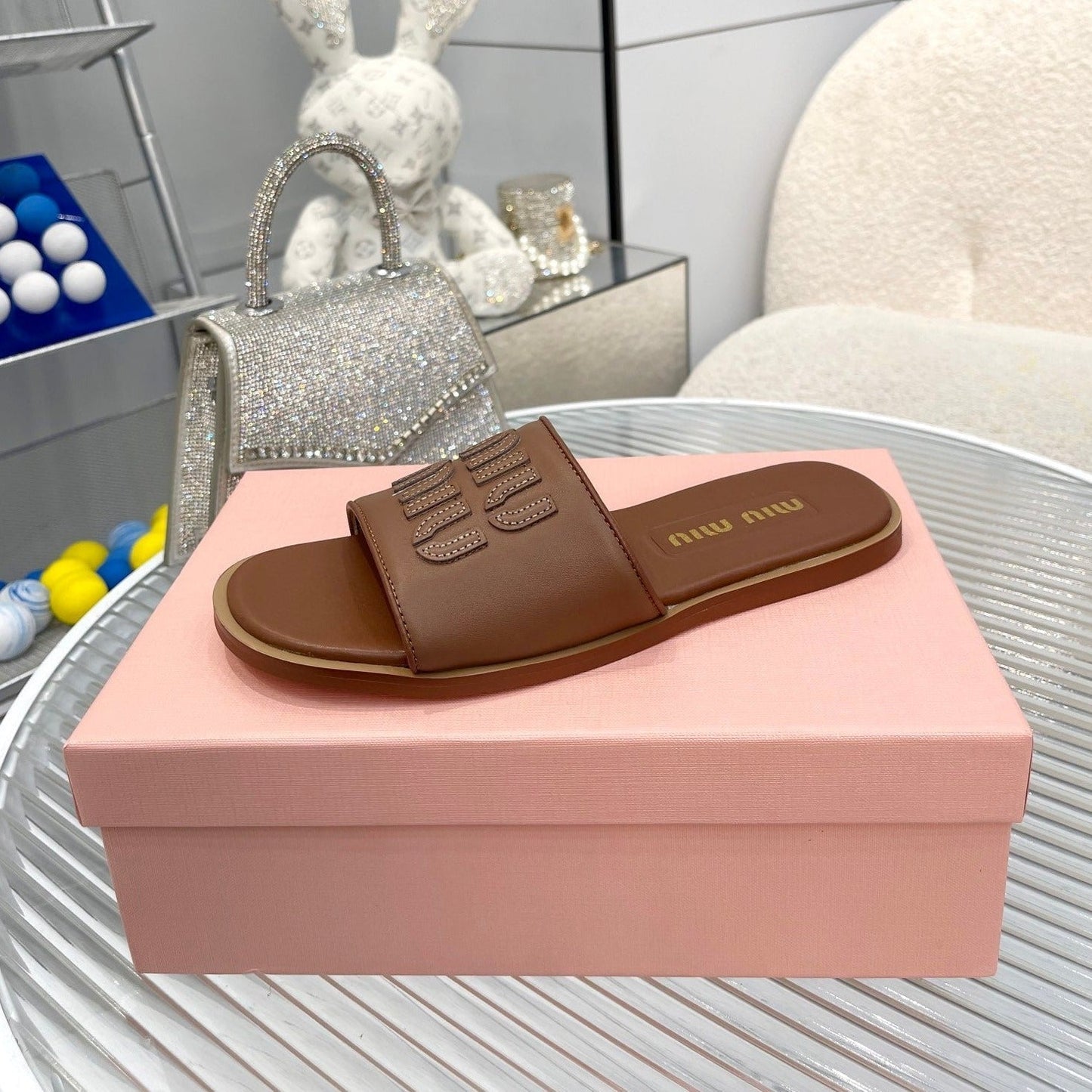 Slippers Brown Leather - 35