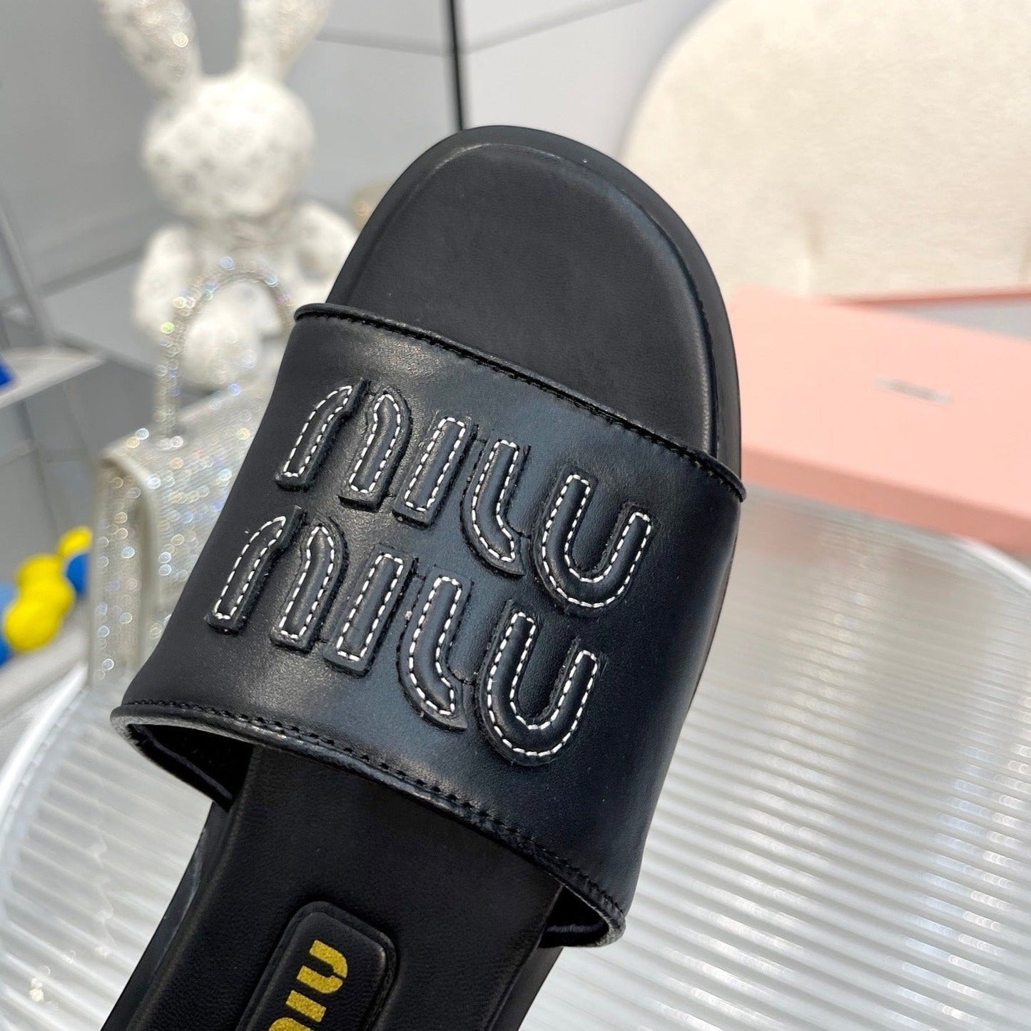 Slippers Black Leather - 35