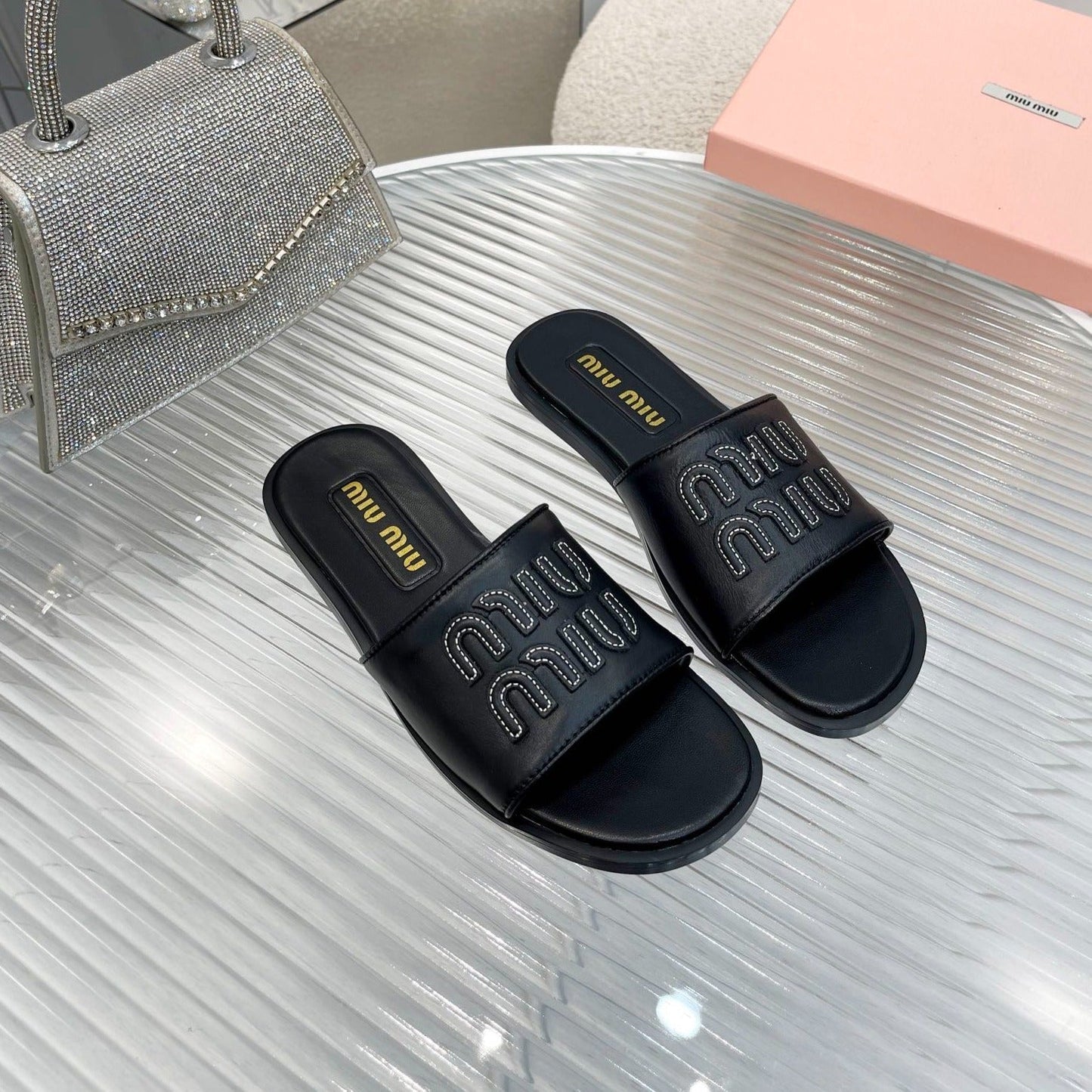 Slippers Black Leather - 35