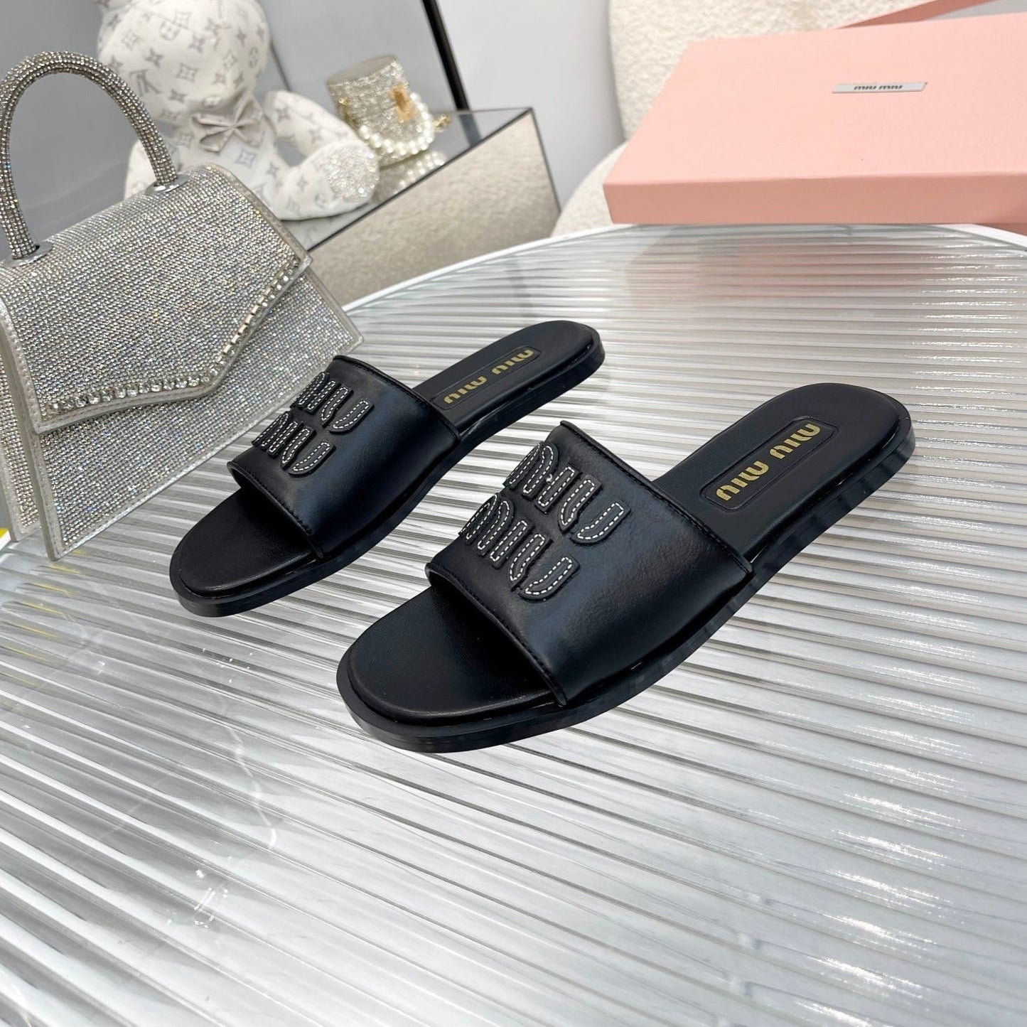 Slippers Black Leather - 35
