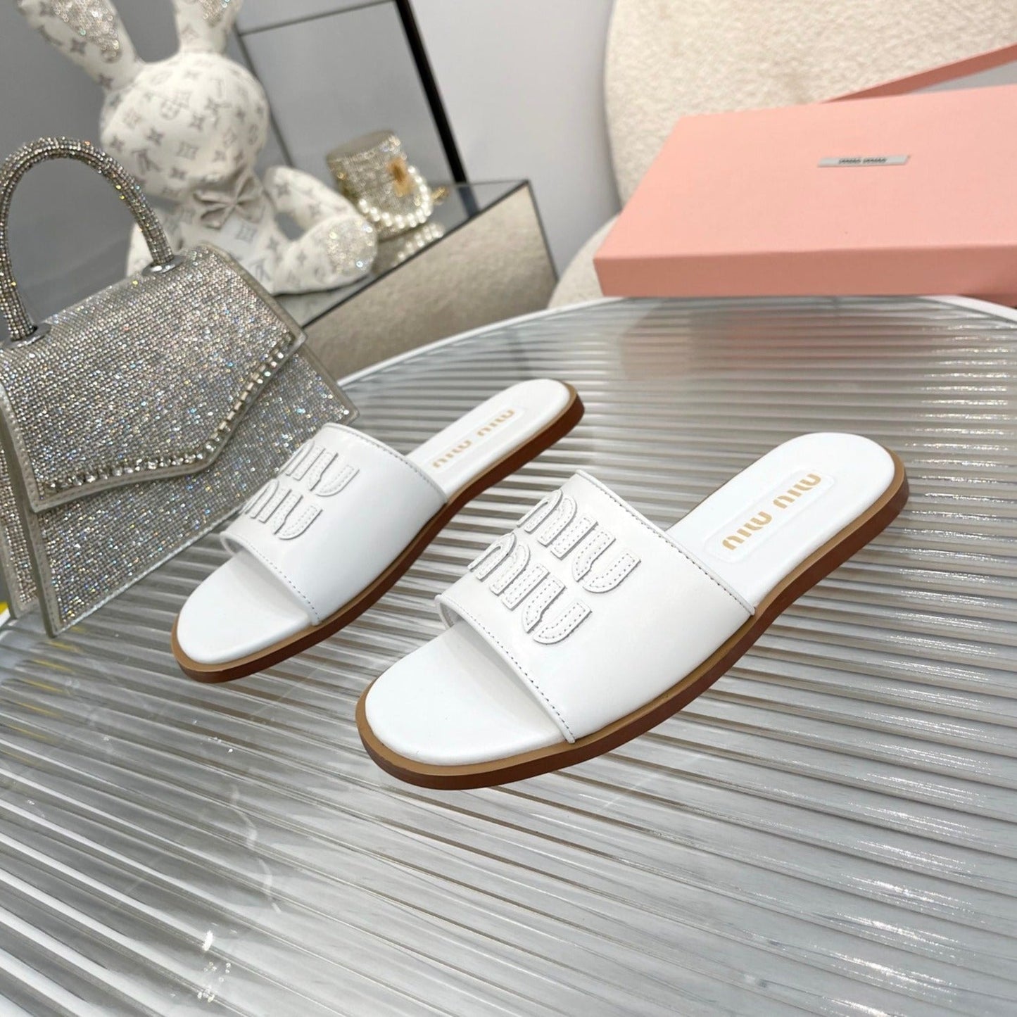 Slippers White Leather - 35