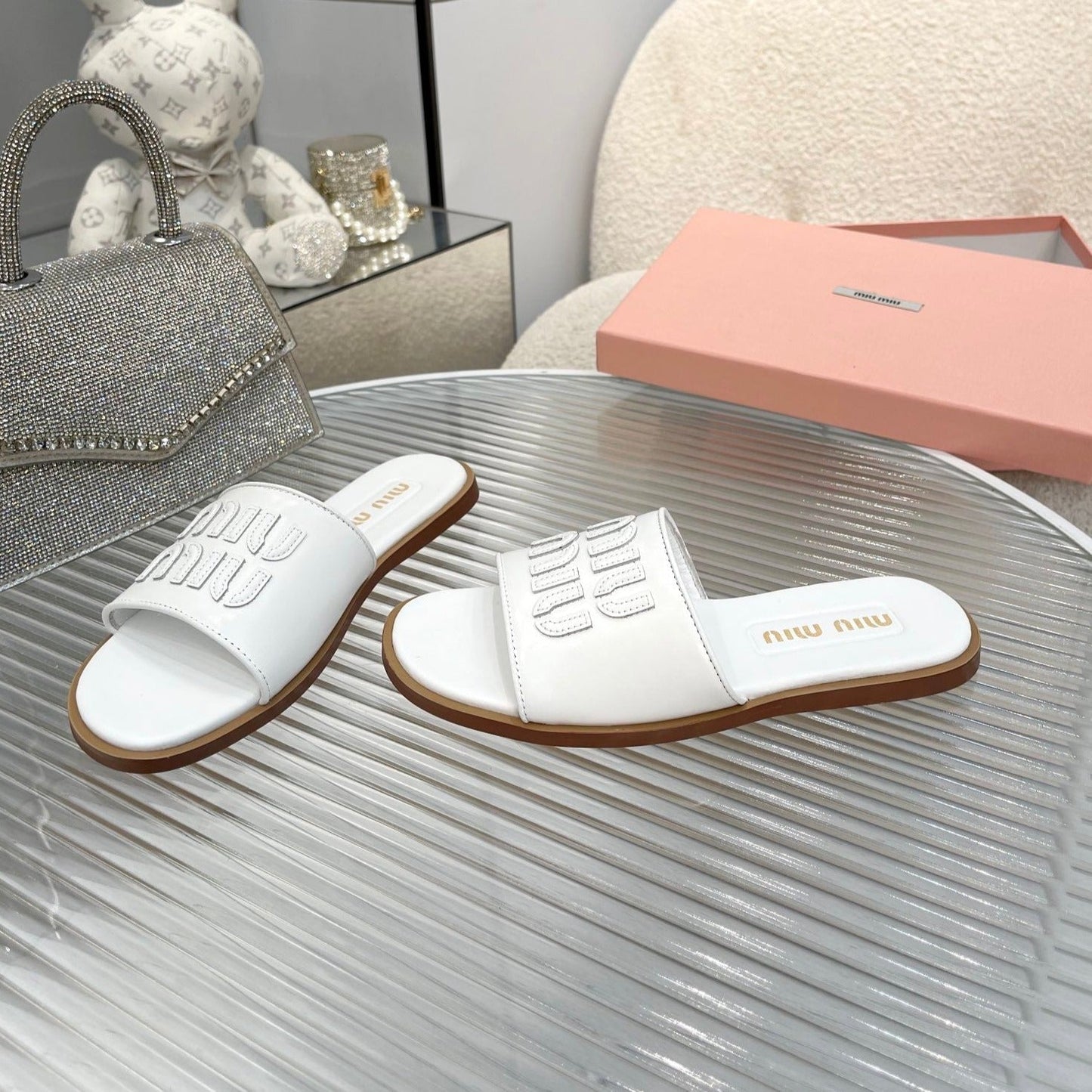 Slippers White Leather - 35