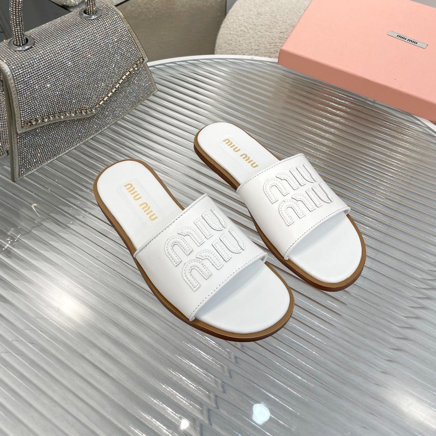 Slippers White Leather - 35