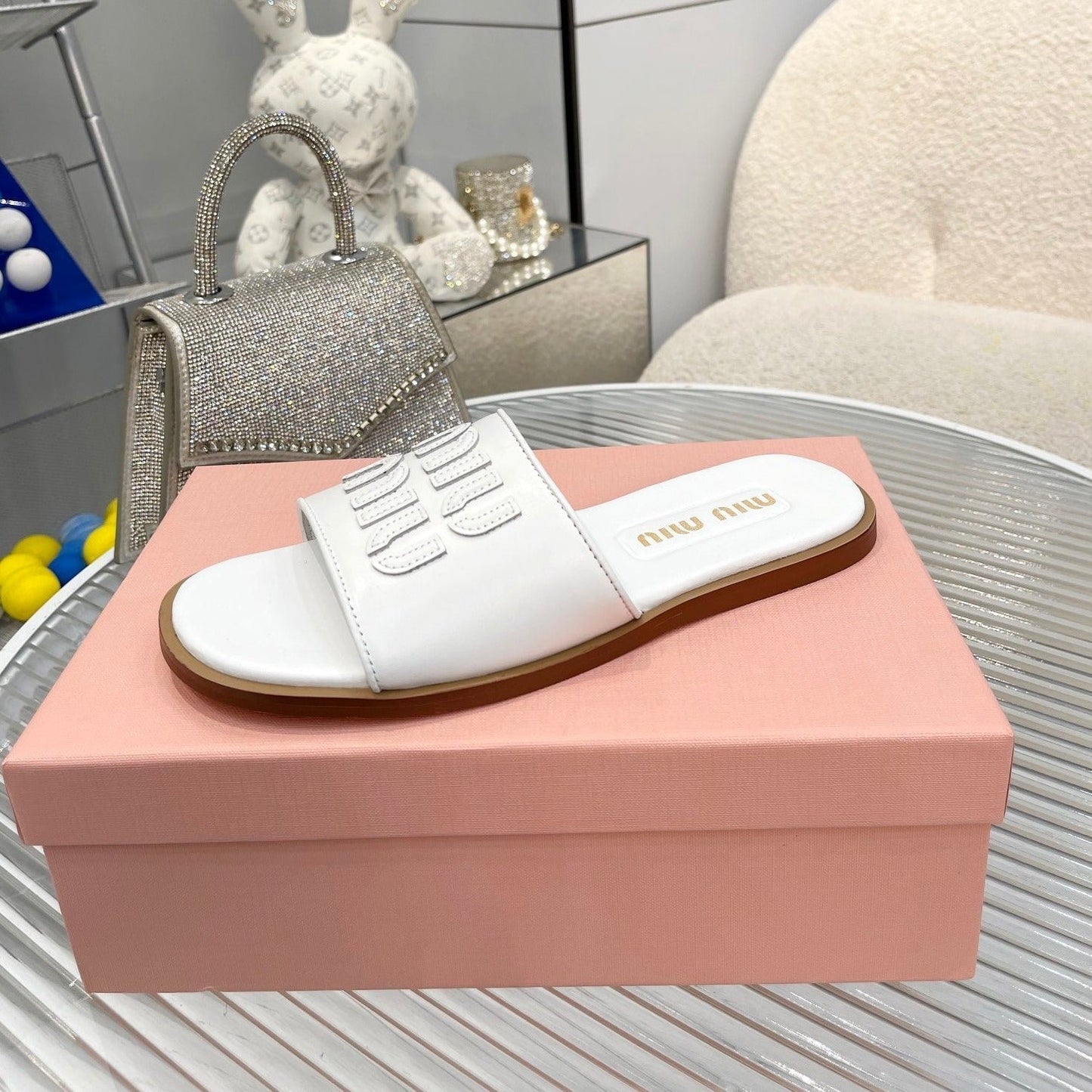 Slippers White Leather - 35