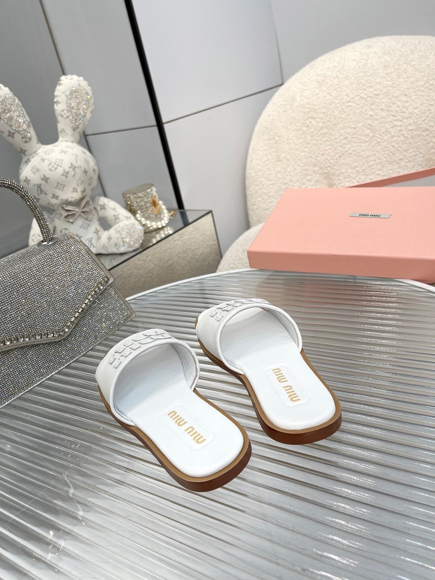 Slippers White Leather - 35