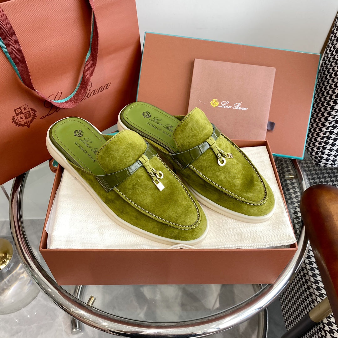 LP CHARMS WALK BABOUCHE LOAFERS CHARTREUSE SUEDE - 35