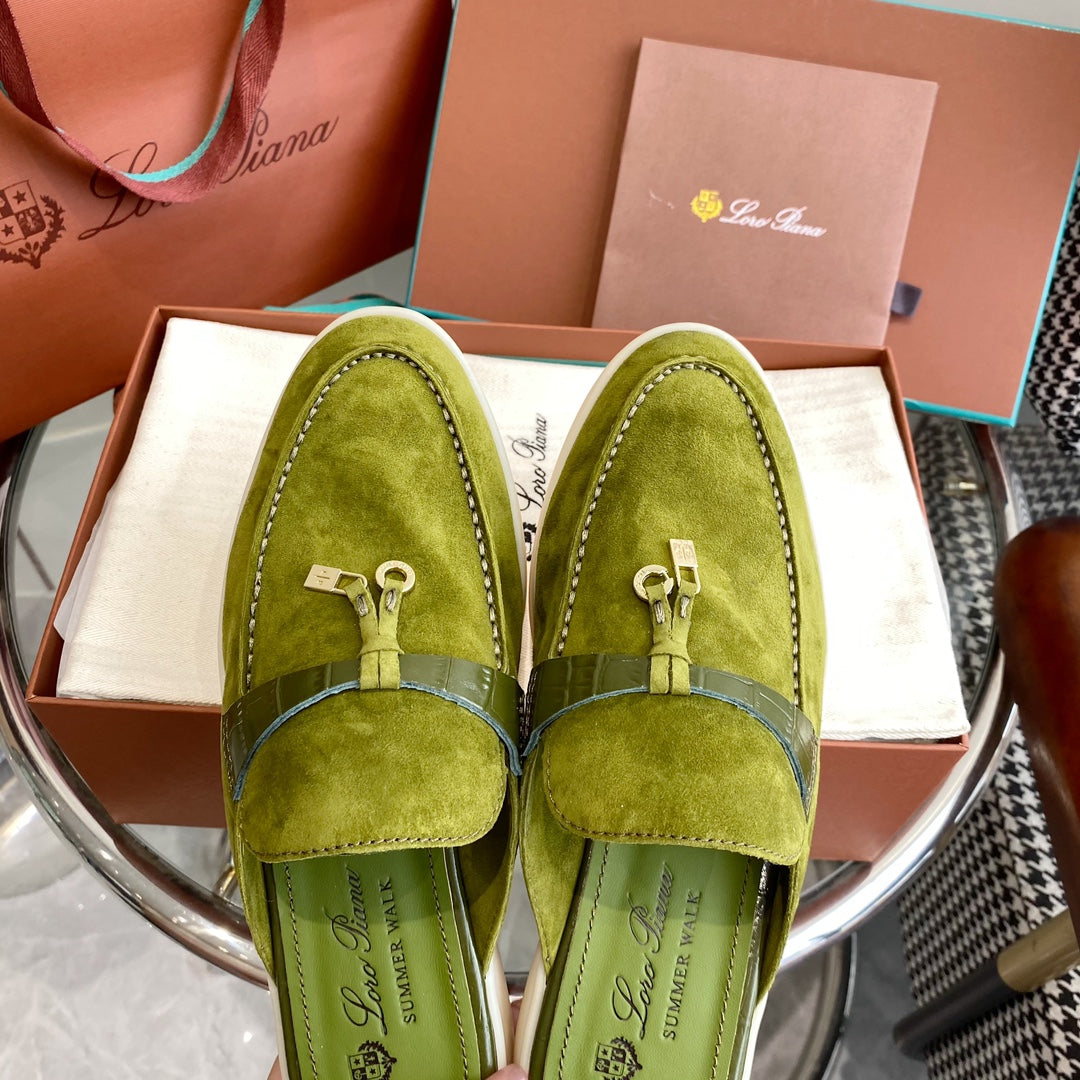 LP CHARMS WALK BABOUCHE LOAFERS CHARTREUSE SUEDE - 35