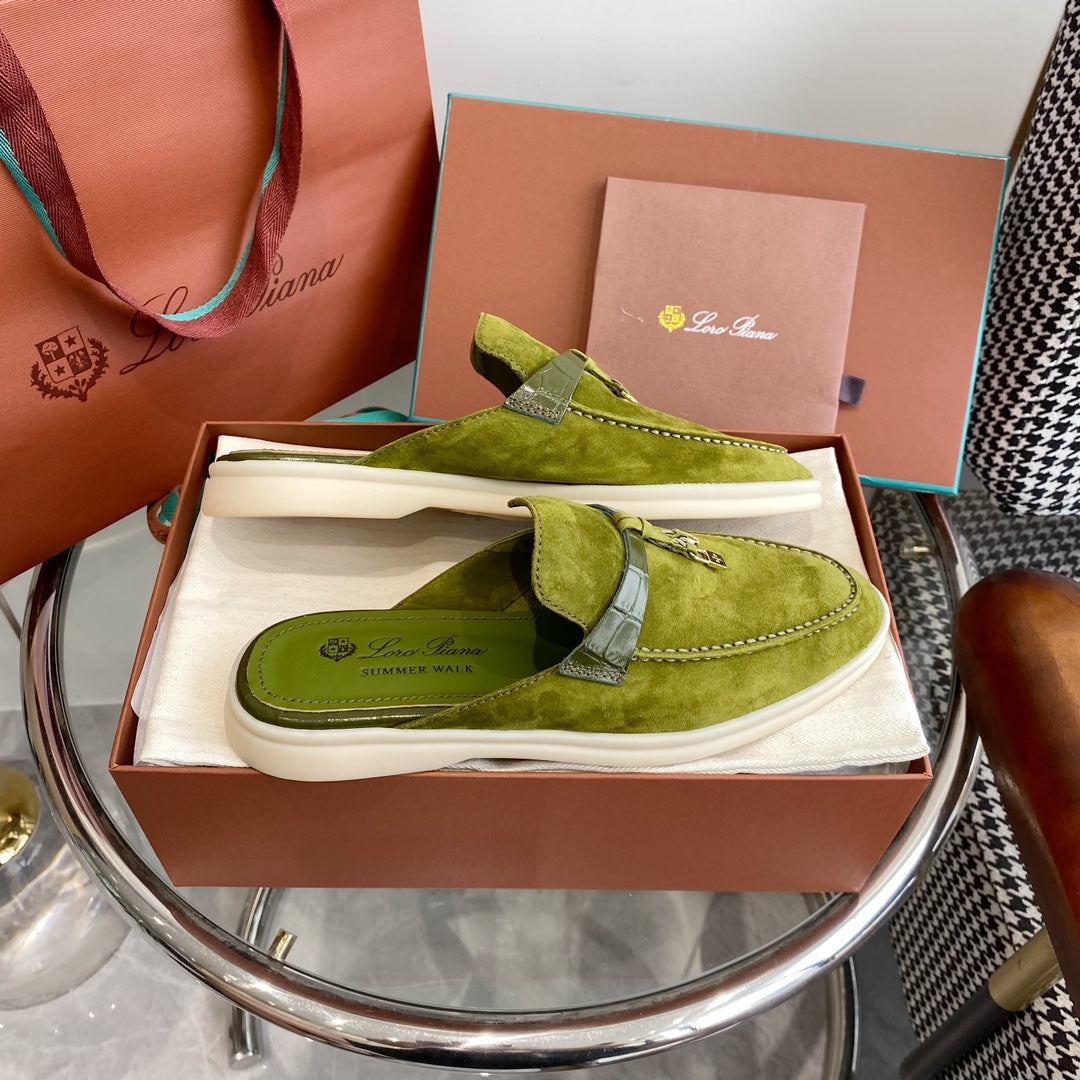 LP CHARMS WALK BABOUCHE LOAFERS CHARTREUSE SUEDE - 35