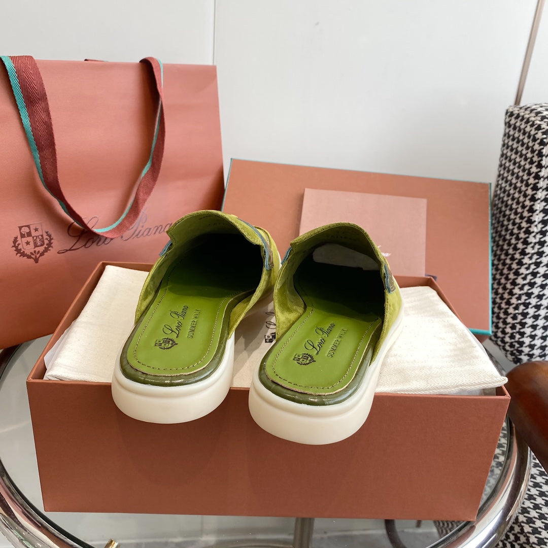 LP CHARMS WALK BABOUCHE LOAFERS CHARTREUSE SUEDE - 35