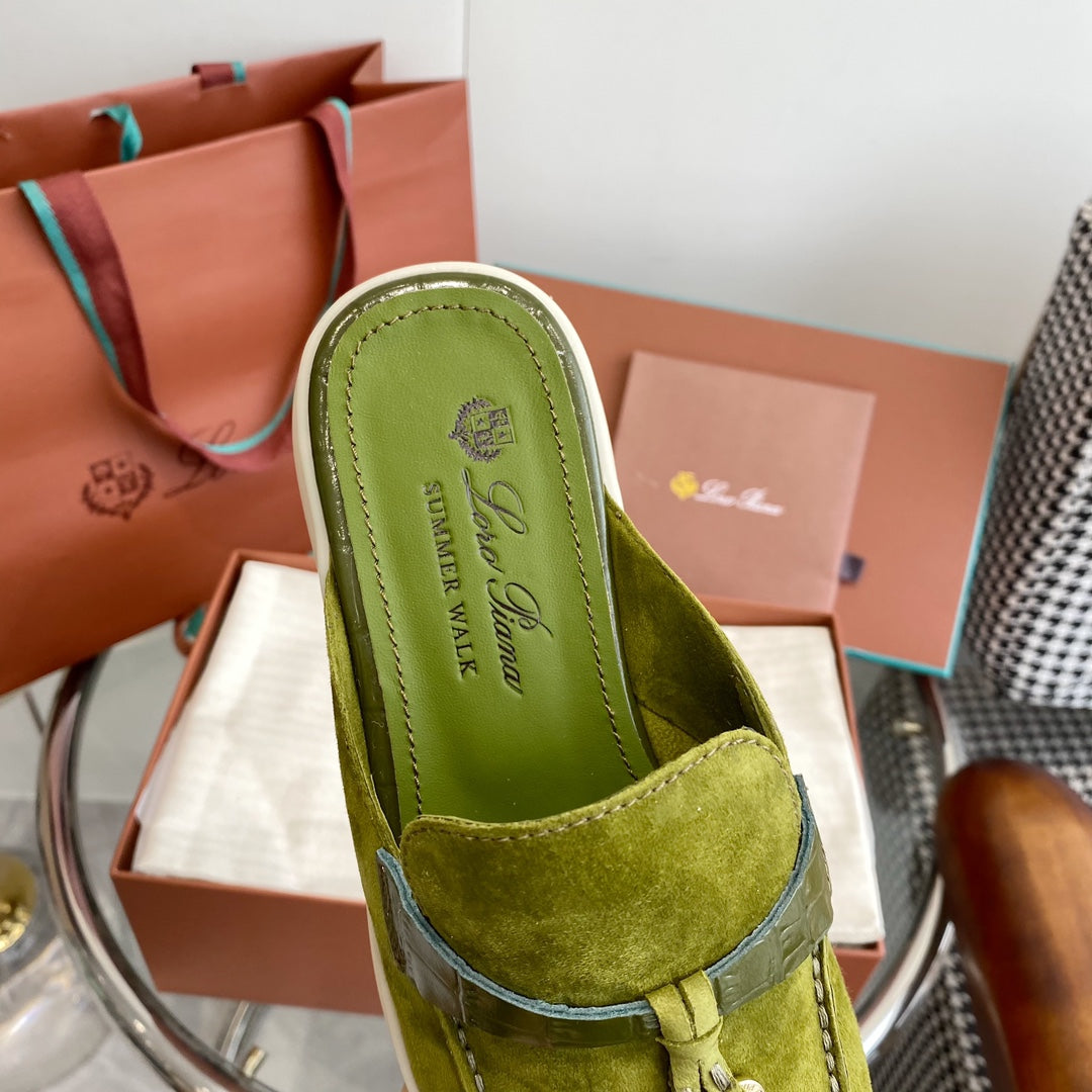 LP CHARMS WALK BABOUCHE LOAFERS CHARTREUSE SUEDE - 35