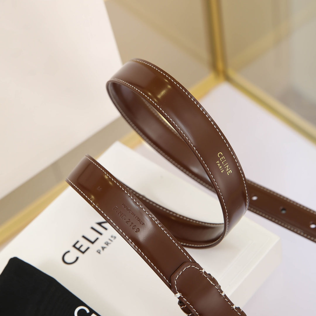 CL MEDIUM 25 MM MARCO BELT WITH STRASS IN CHOCOLATE BROWN CALFSKIN GOLD HARDWARE - 30
