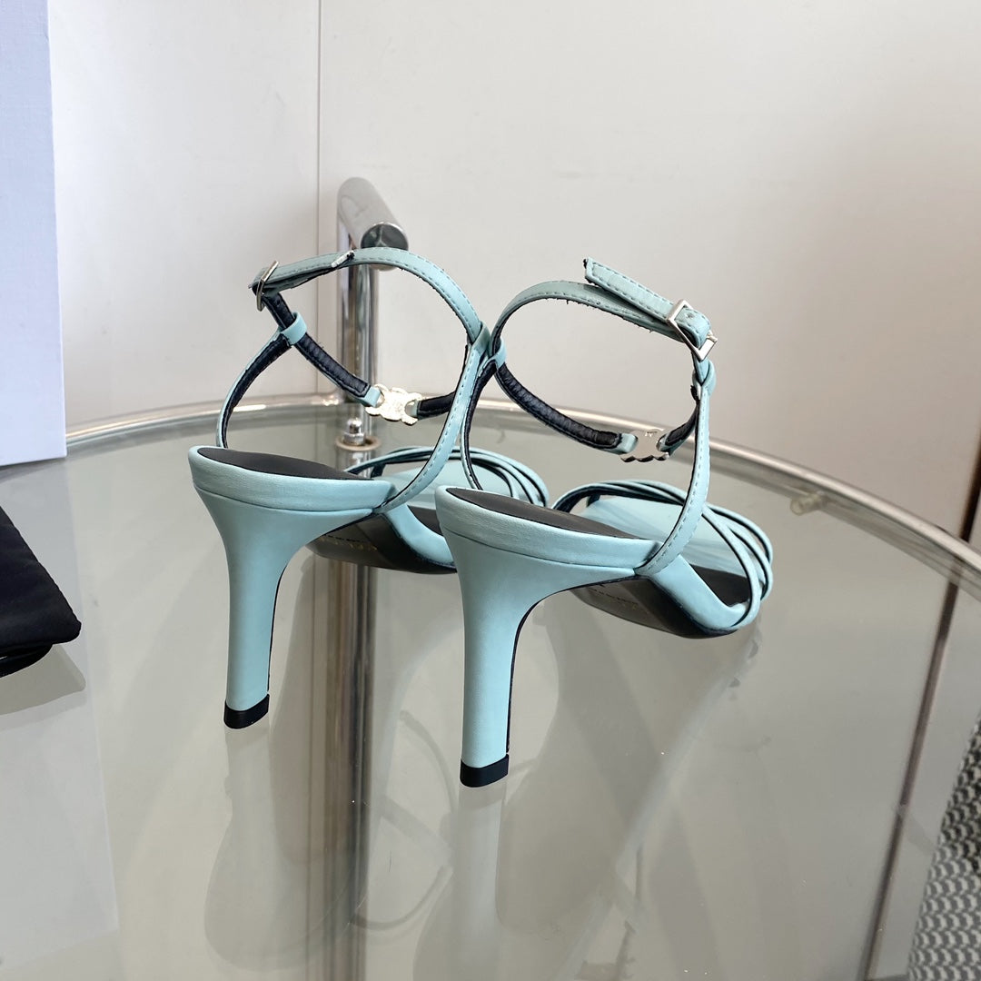 HIGH HEEL 65MM IN SKY BLUE CALFSKIN - 35