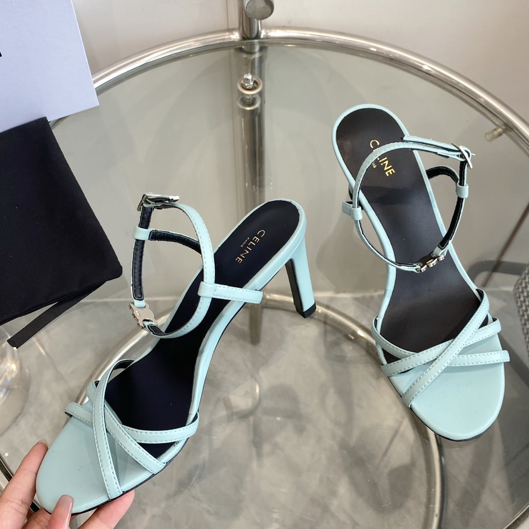 HIGH HEEL 65MM IN SKY BLUE CALFSKIN - 35