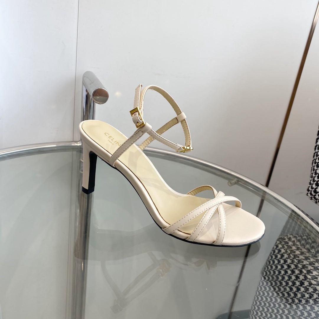 HIGH HEEL 65MM IN BEIGE CREAM CALFSKIN - 35