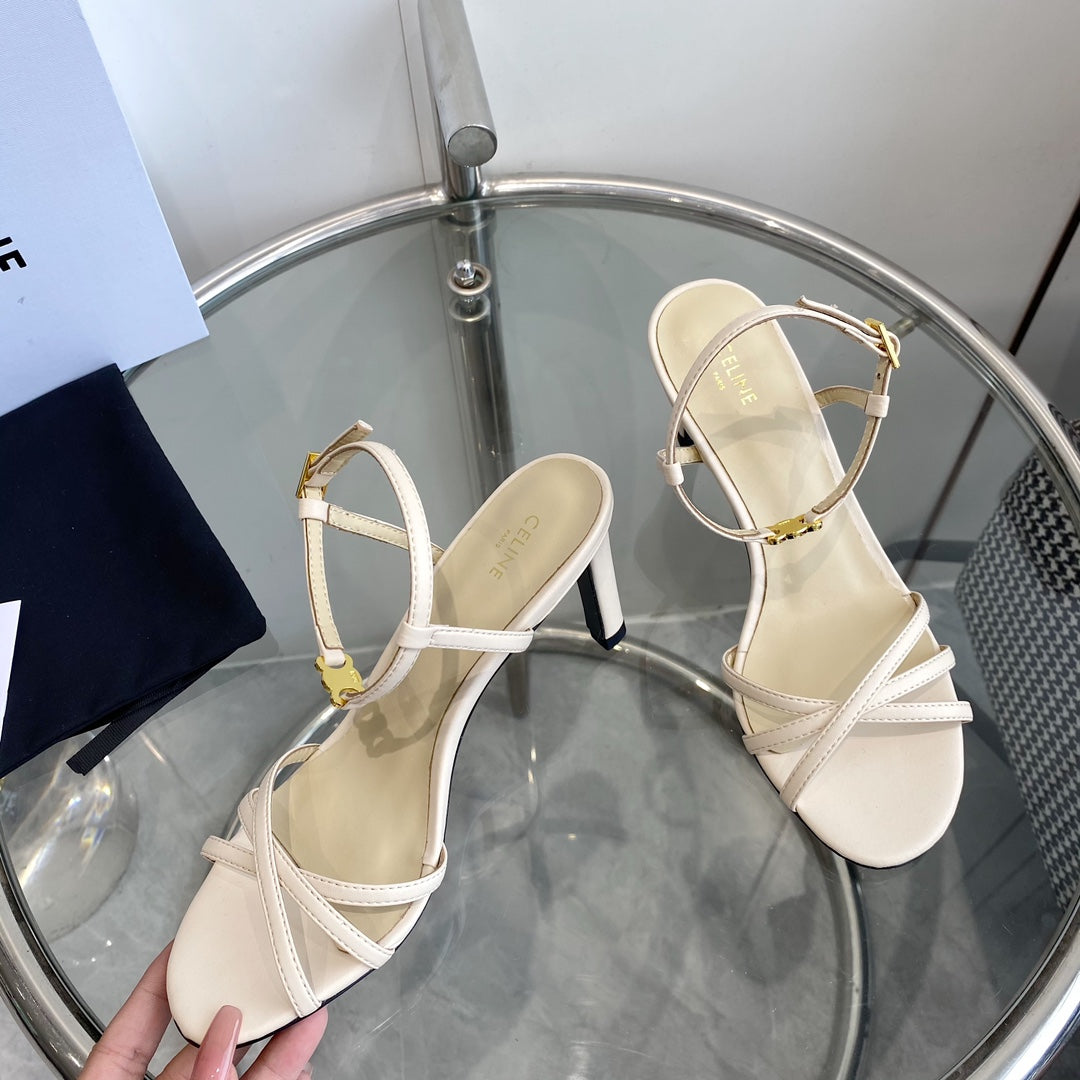 HIGH HEEL 65MM IN BEIGE CREAM CALFSKIN - 35