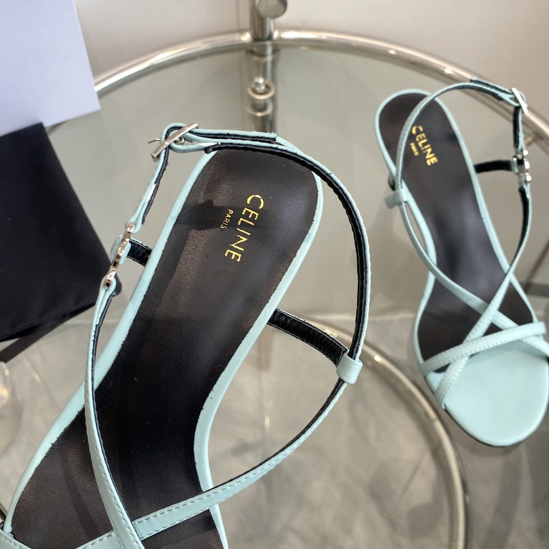 HIGH HEEL SANDAL 65MM IN SKY BLUE CALFSKIN - 35