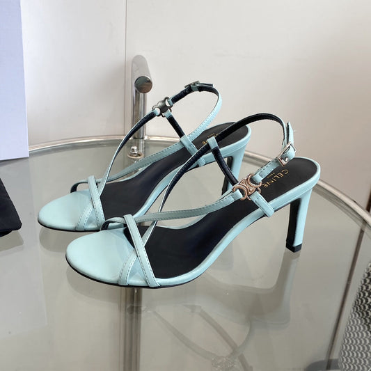 HIGH HEEL SANDAL 65MM IN SKY BLUE CALFSKIN - 35