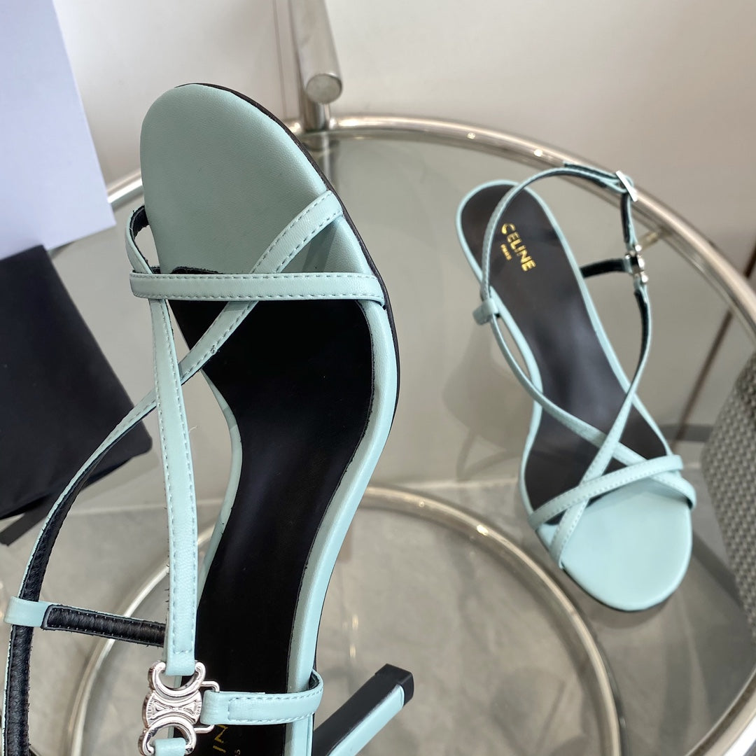 HIGH HEEL SANDAL 65MM IN SKY BLUE CALFSKIN - 35