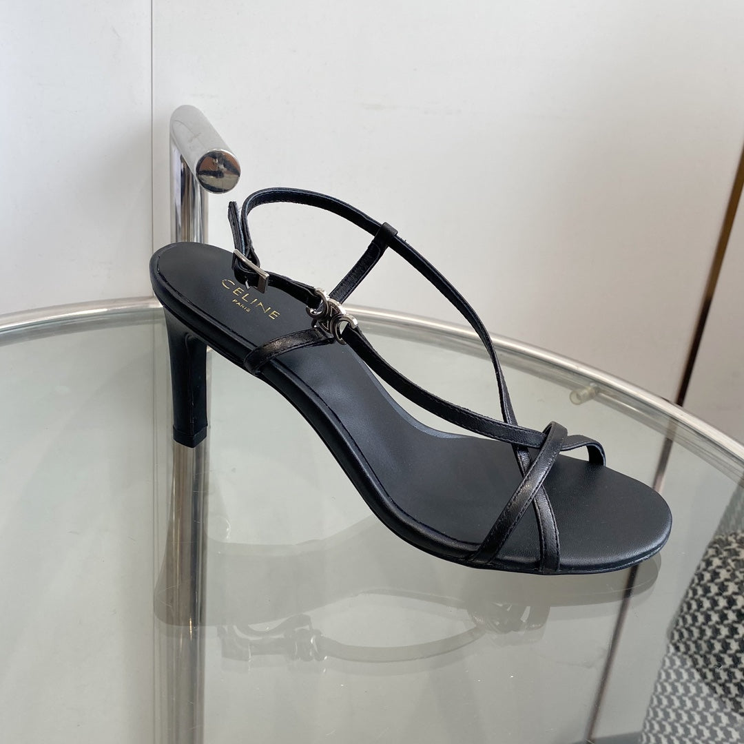 HIGH HEEL SANDAL 65MM IN BLACK CALFSKIN - 35